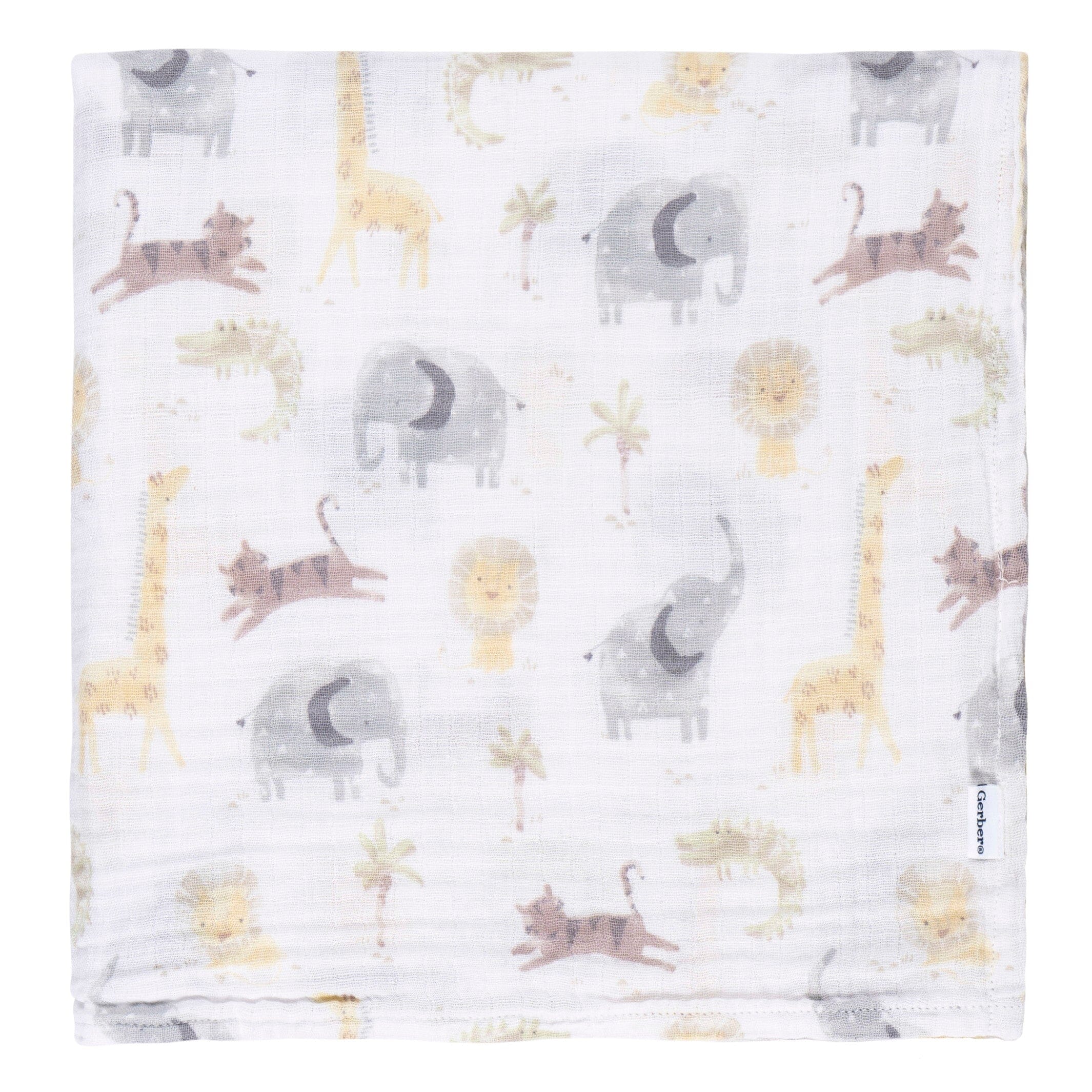 2-Pack Baby Neutral Animal Geo Muslin Blankets - Image 2