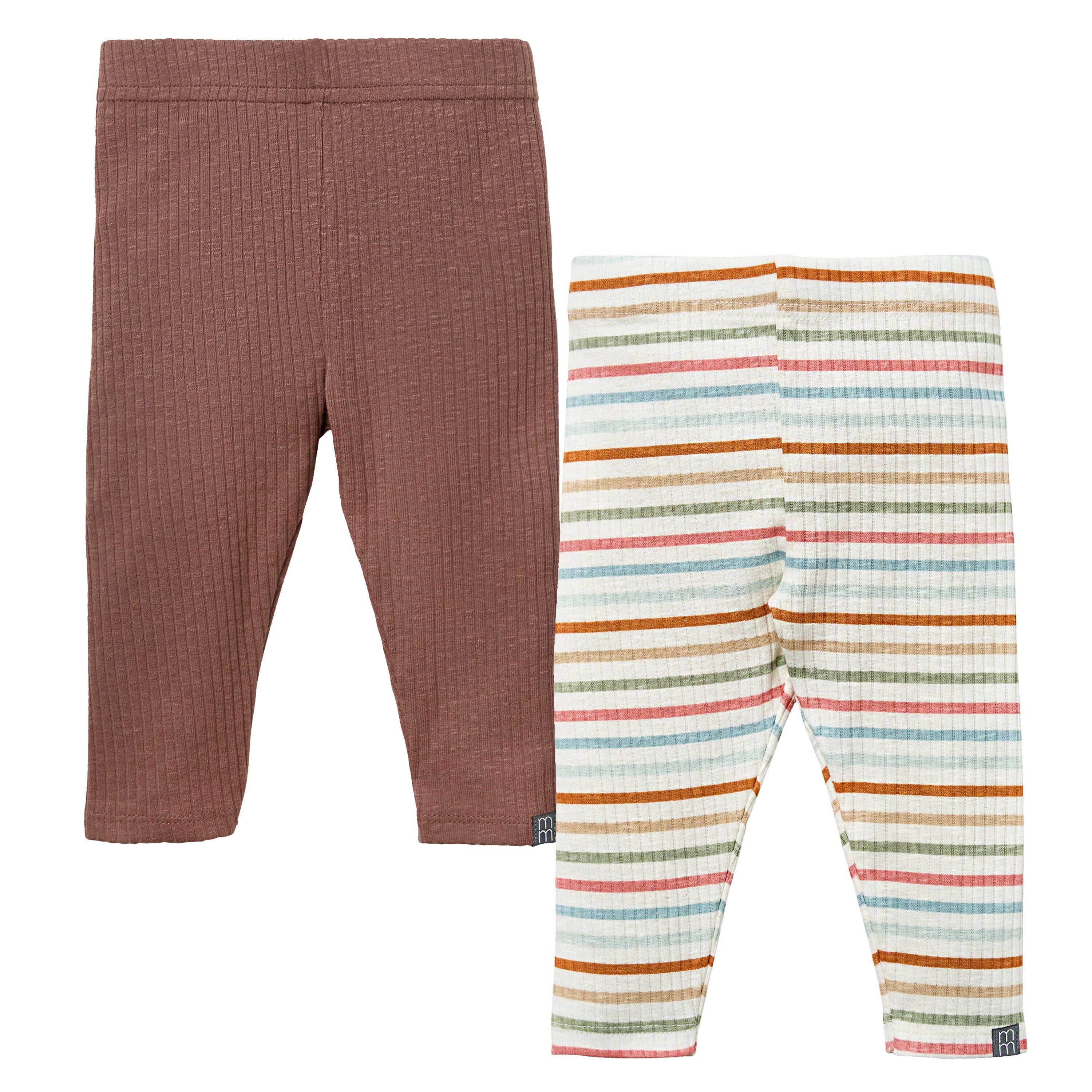 2-Pack Baby Neutral Brown & Ivory Striped Leggings