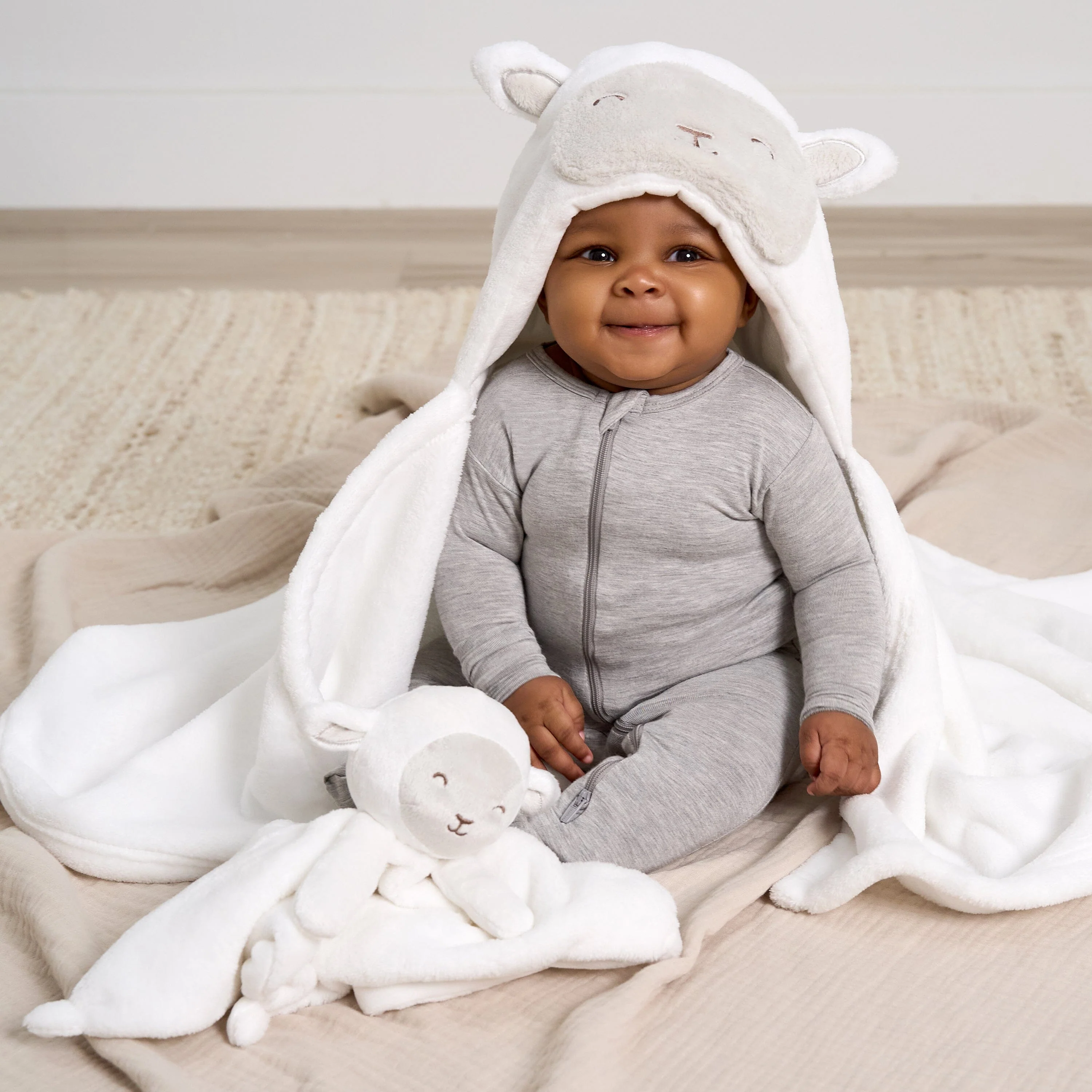 Embroidered 2-Piece Lamb Wearable Blanket & Security Blanket Set - Image 3