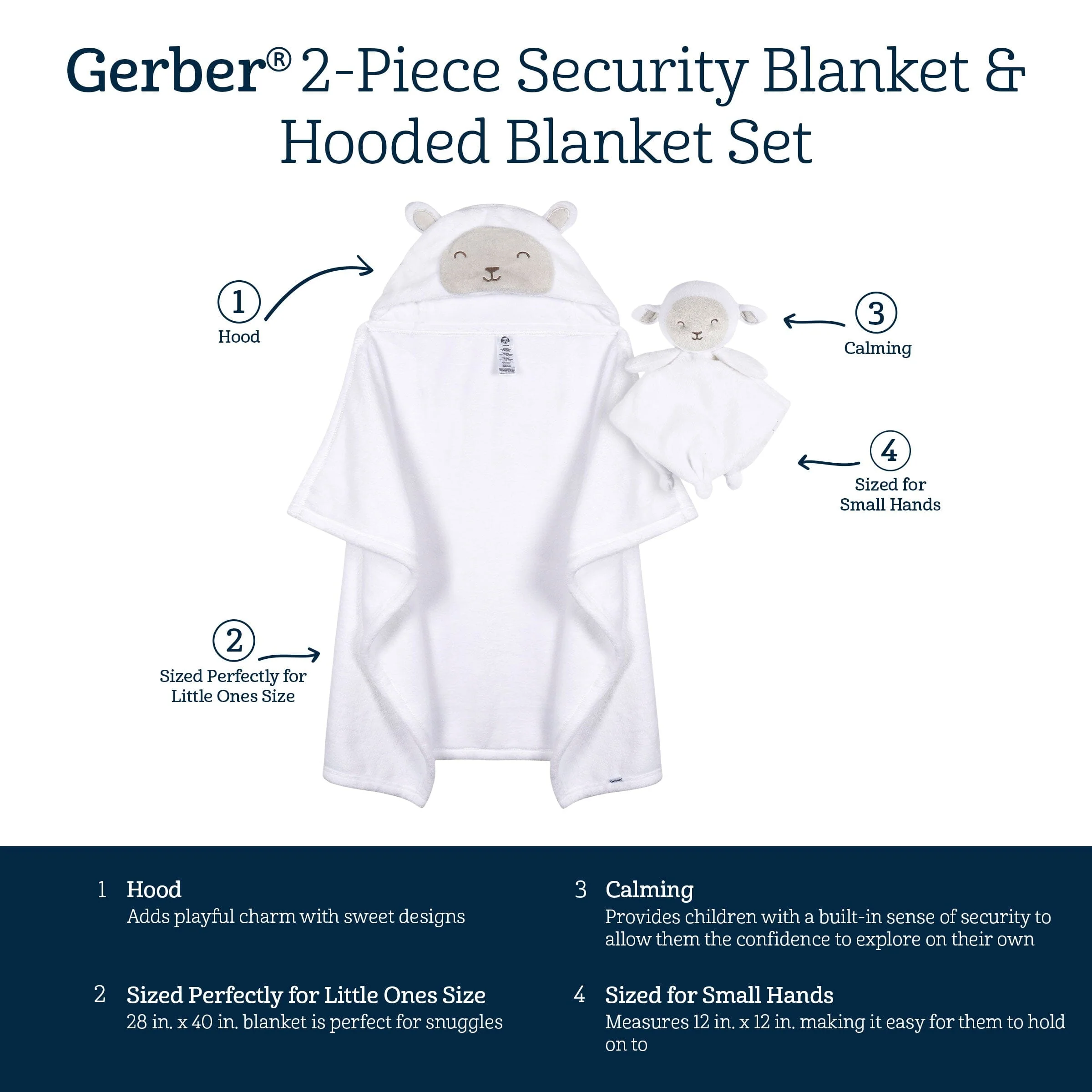 Embroidered 2-Piece Lamb Wearable Blanket & Security Blanket Set - Image 8