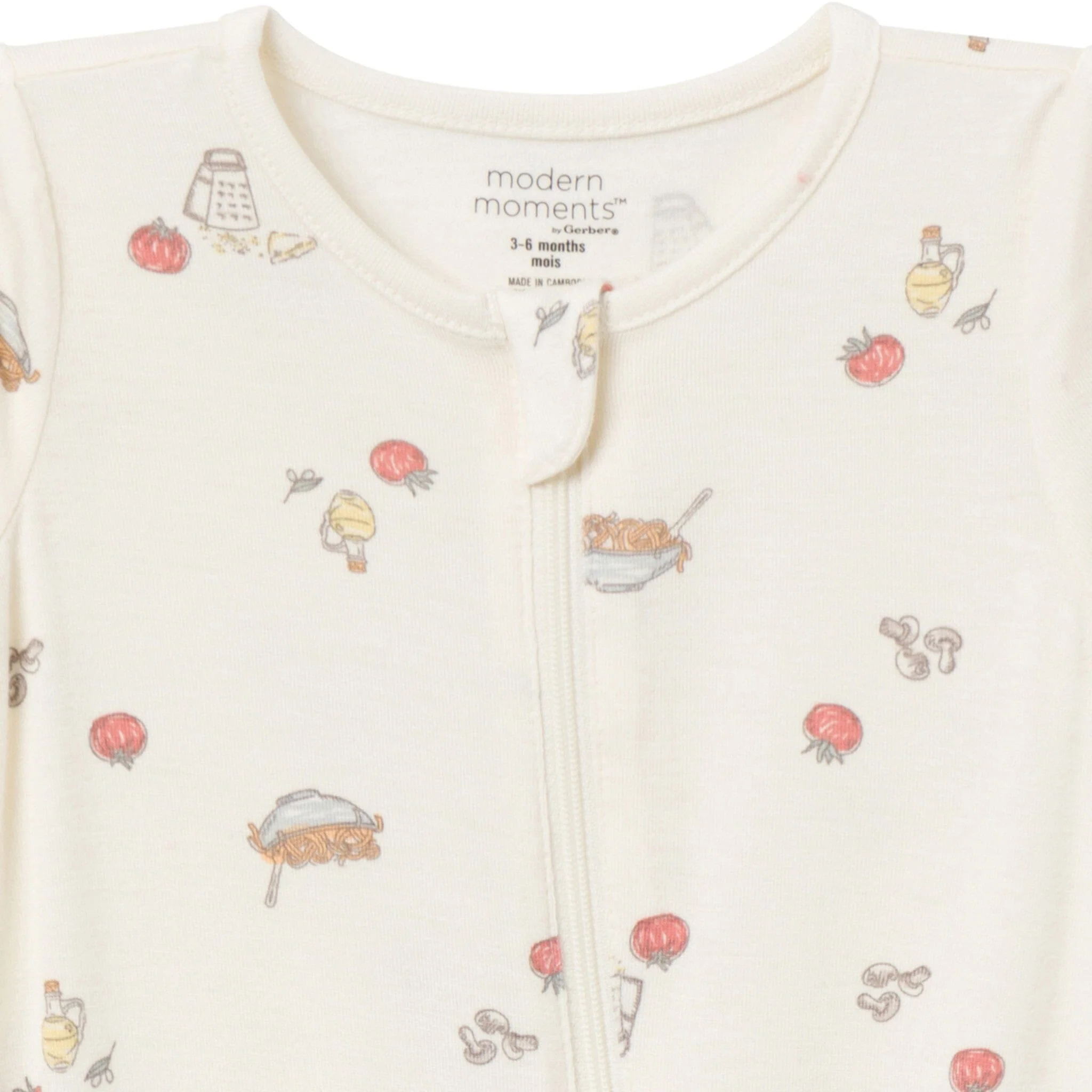 2-Pack Baby Neutral Pasta Dinner Zip Front Viscose Rompers - Image 3