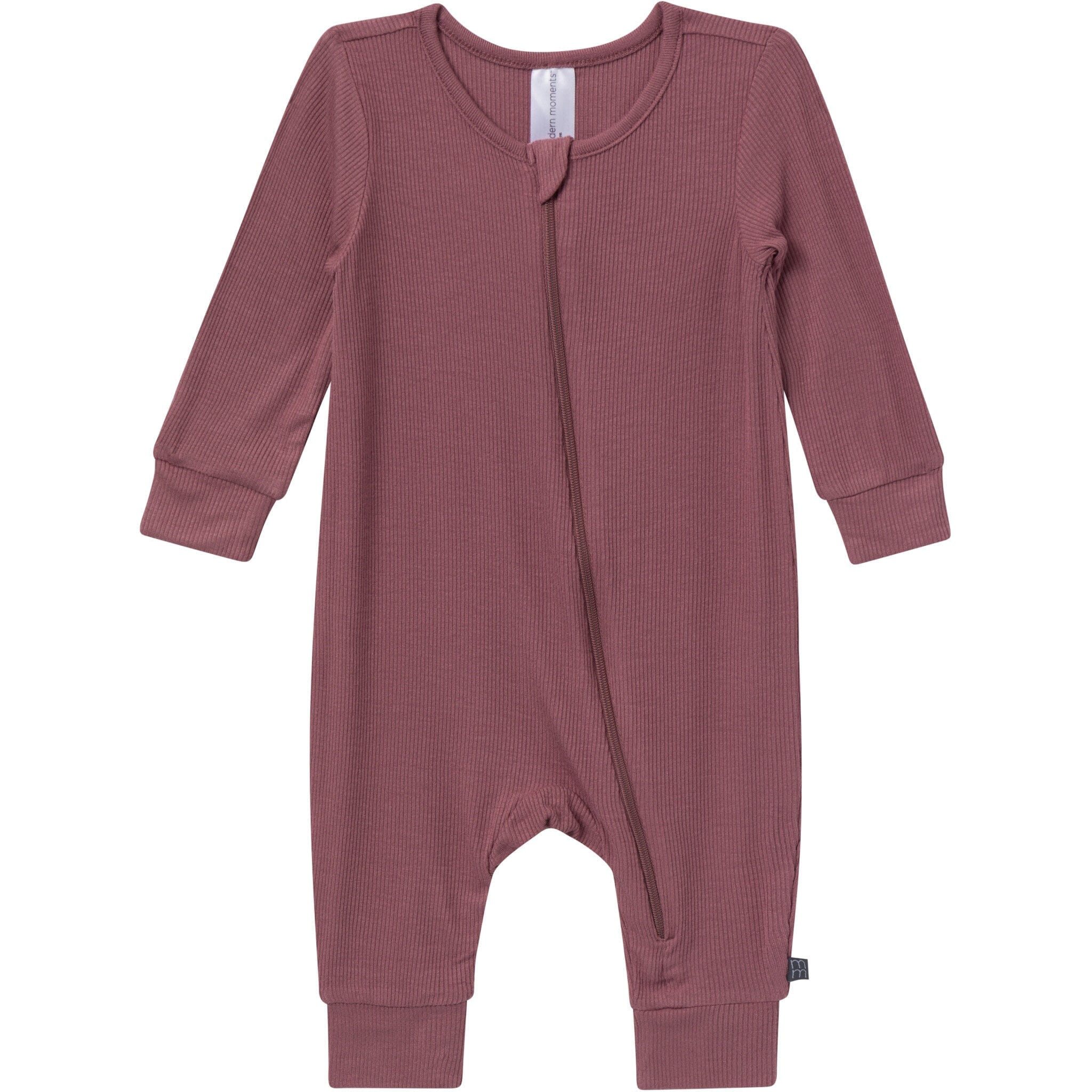 2-Pack Baby Neutral Plums Zip Front Viscose Rompers - Image 2