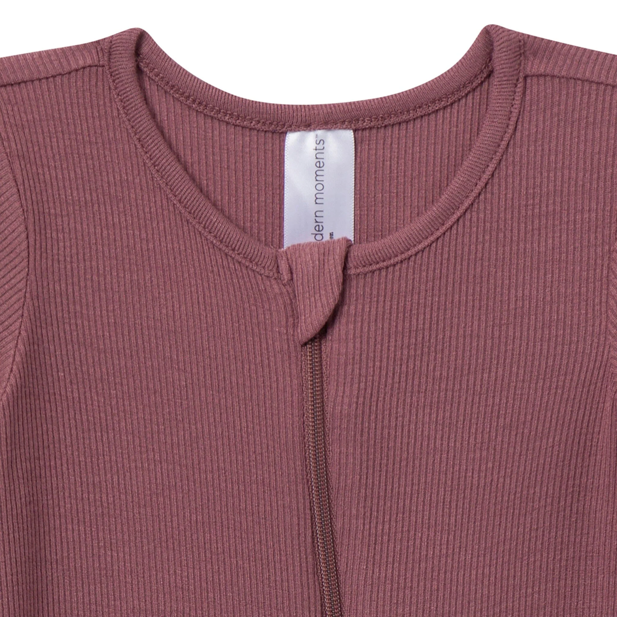 2-Pack Baby Neutral Plums Zip Front Viscose Rompers - Image 3