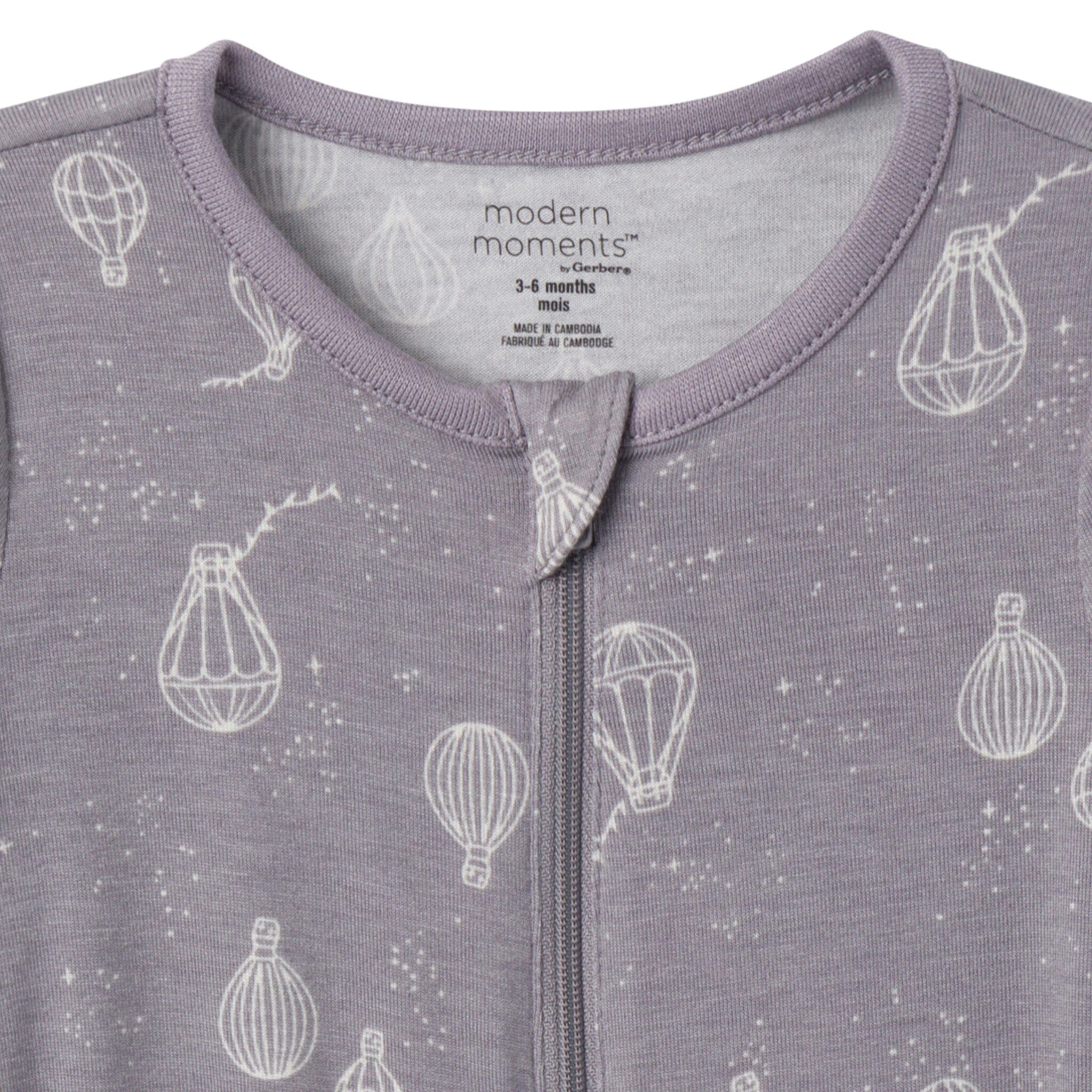 2-Pack Baby Neutral Hot Air Balloon Zip Front Viscose Rompers - Image 3