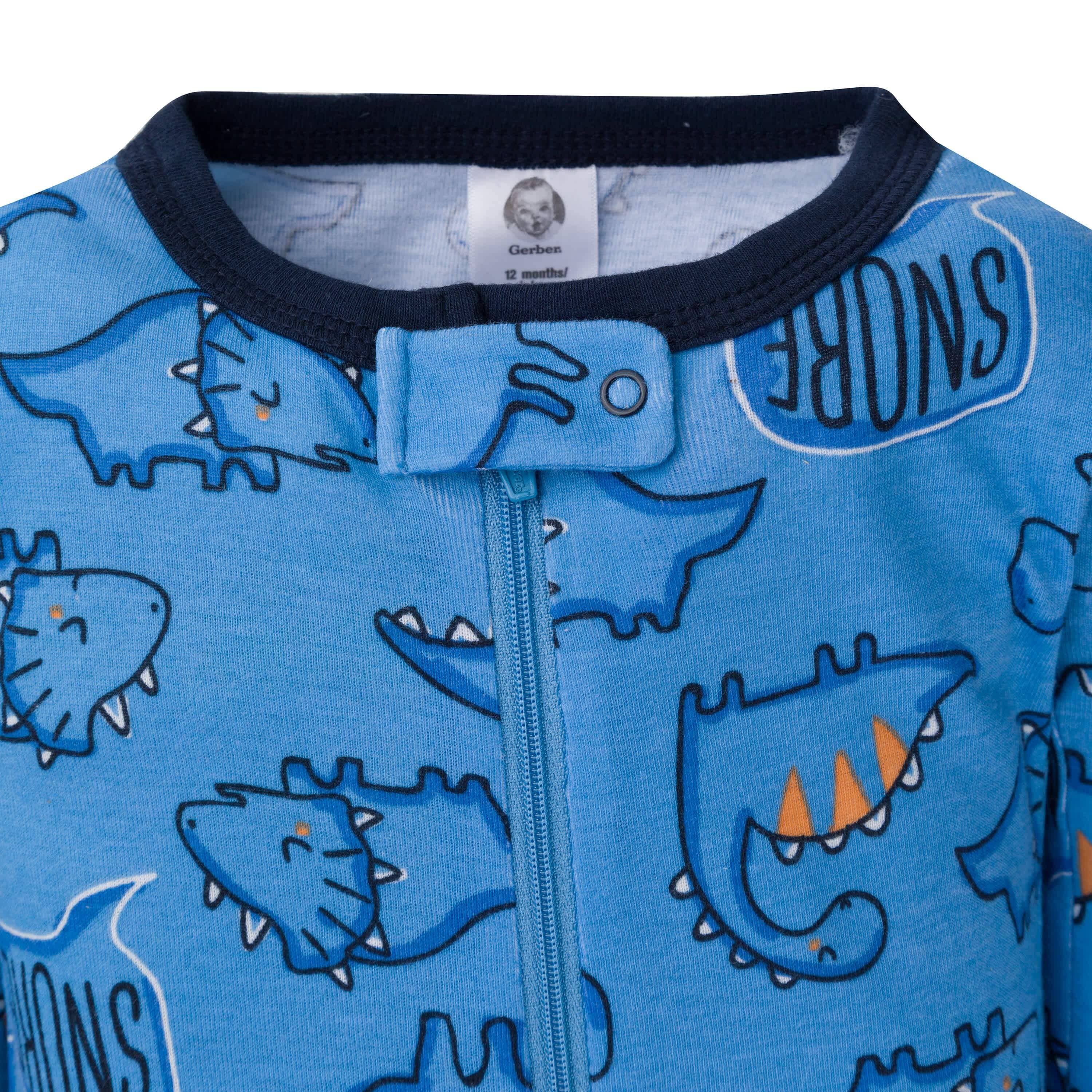 2-Pack Baby & Toddler Boys Dino Snug Fit Footed Cotton Pajamas - Image 2