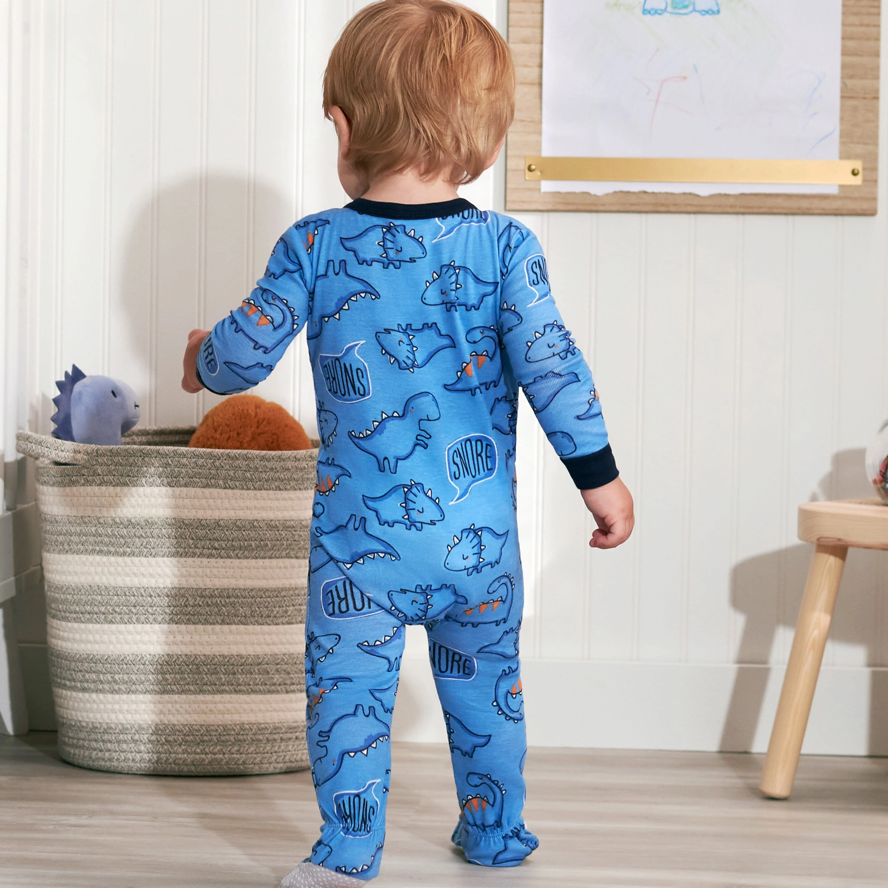 2-Pack Baby & Toddler Boys Dino Snug Fit Footed Cotton Pajamas - Image 5