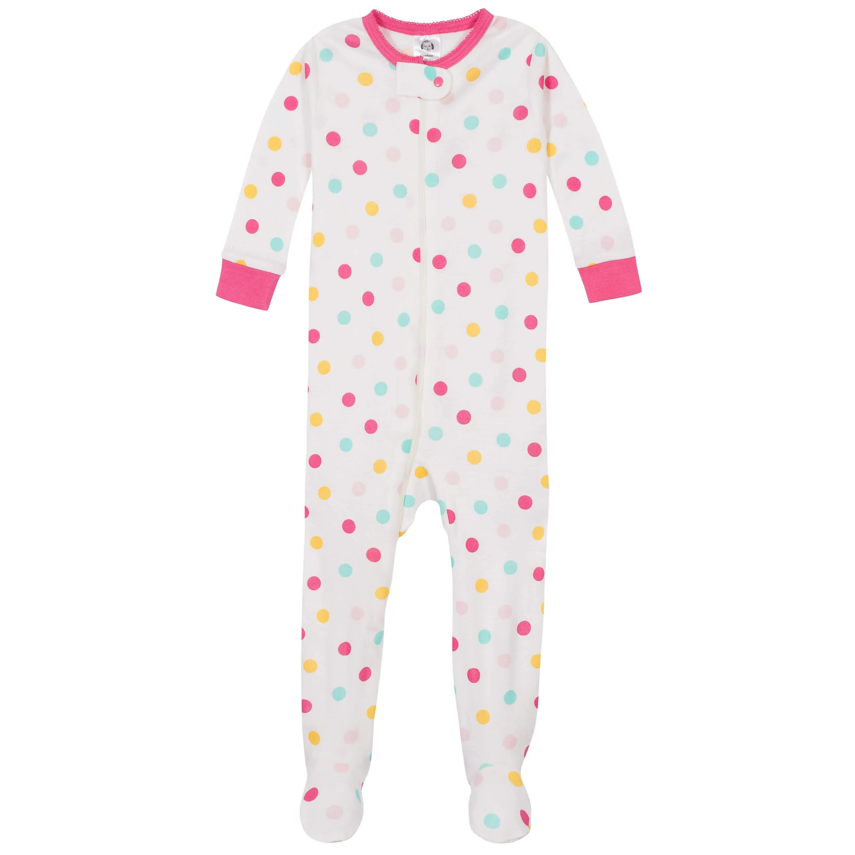 2-Pack Baby Girls Cats Snug Fit Footed Cotton Pajamas, 0-3M - Image 3