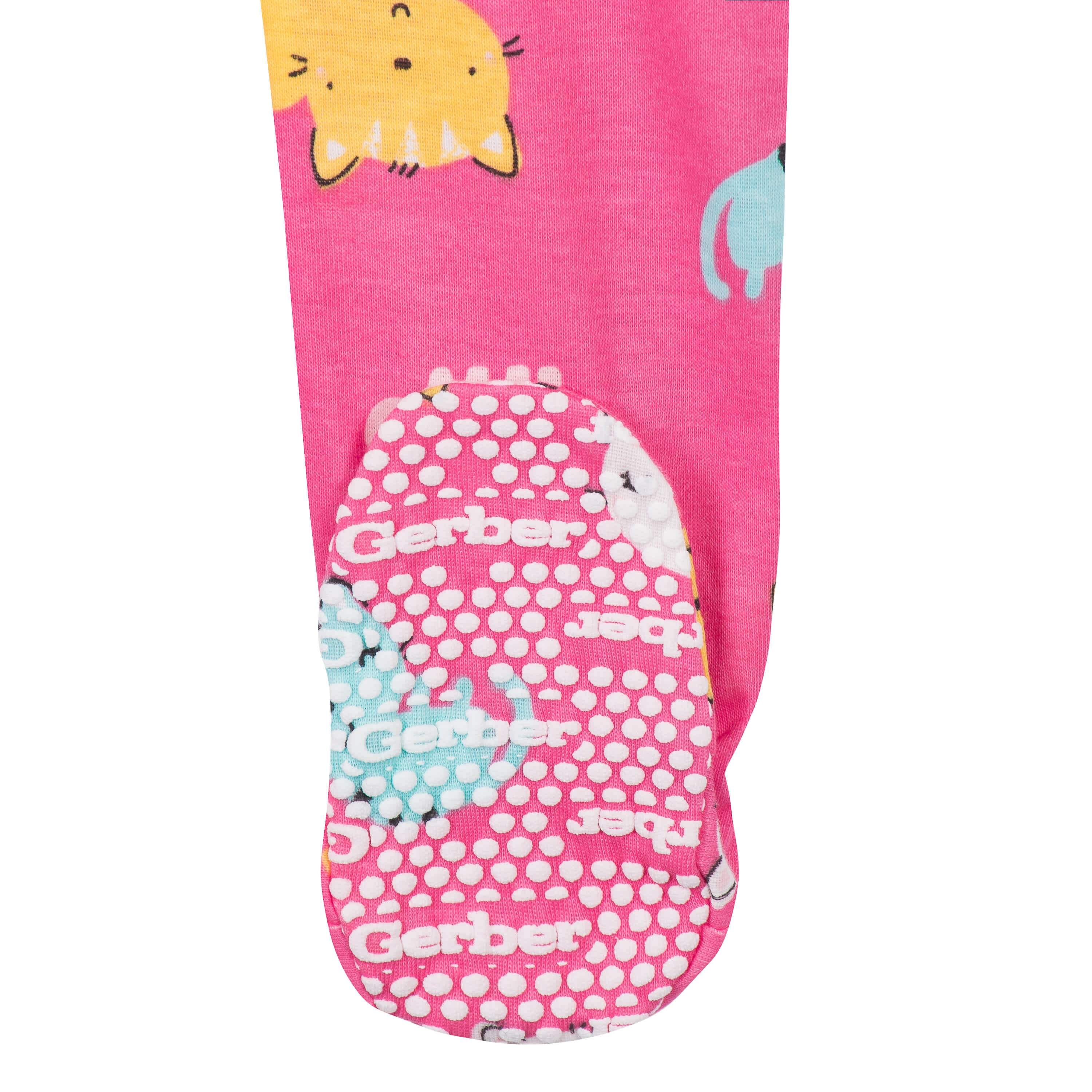 2-Pack Baby Girls Cats Snug Fit Footed Cotton Pajamas, 0-3M - Image 6