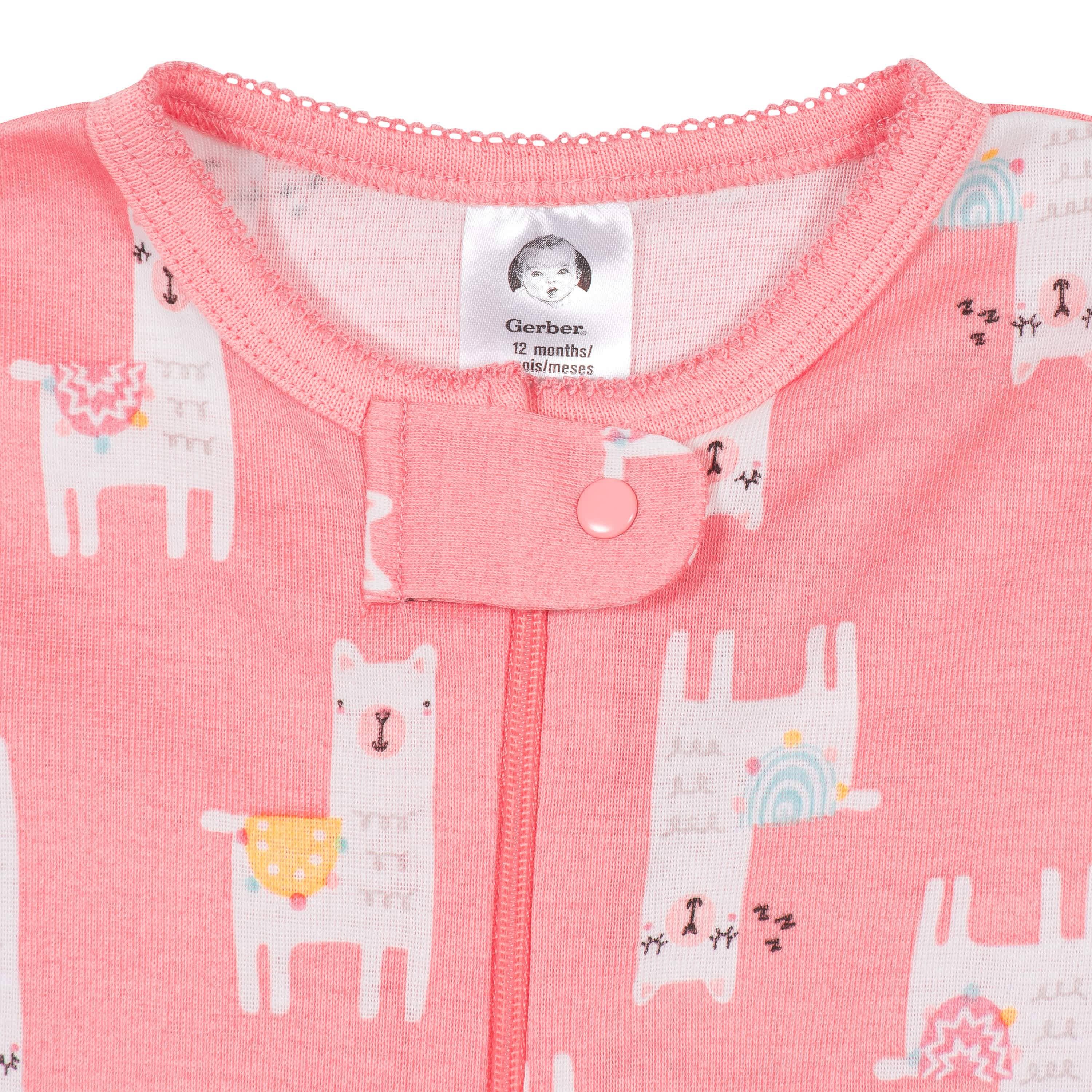 2-Pack Baby & Toddler Girls Llama Snug Fit Footed Cotton Pajamas - Image 4