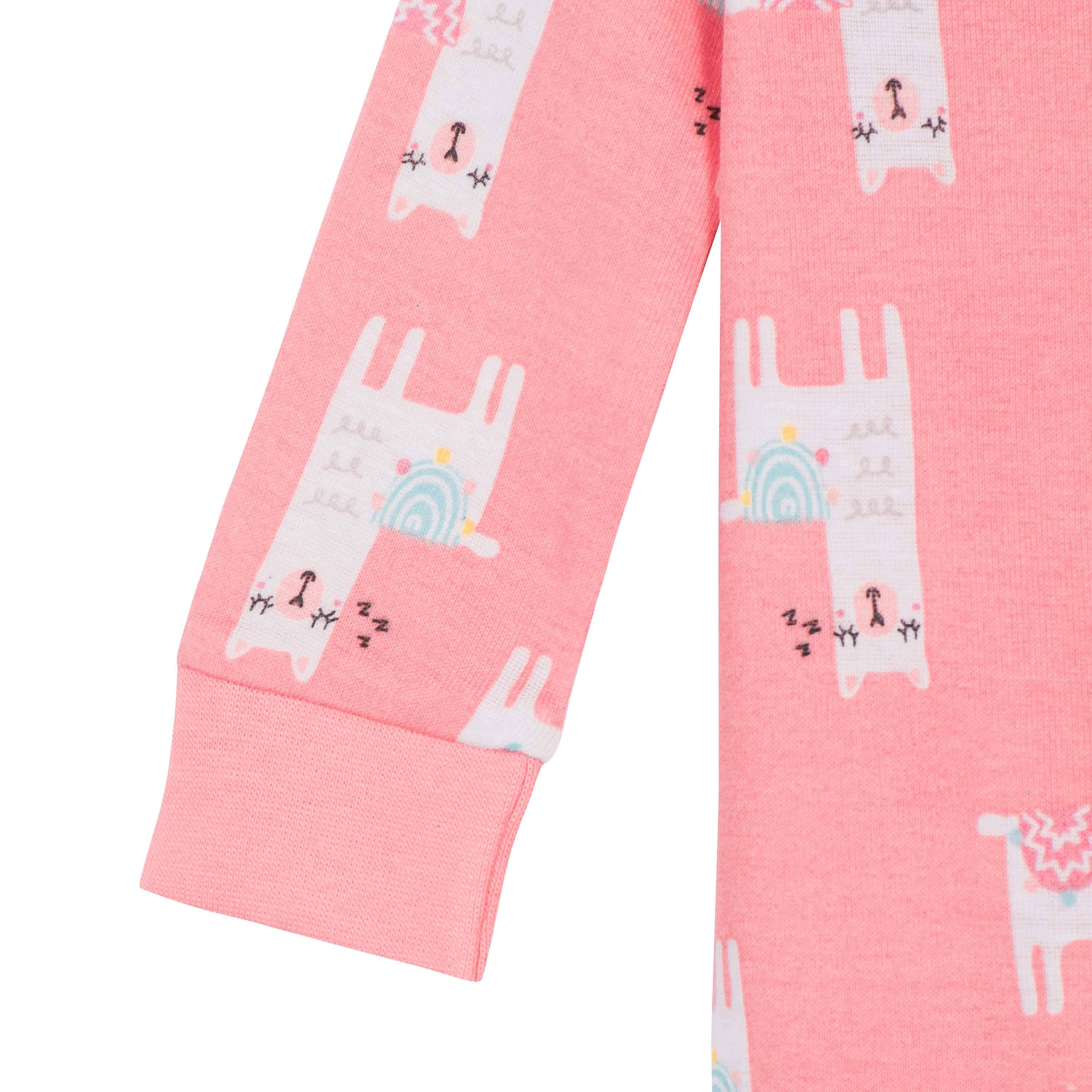 2-Pack Baby & Toddler Girls Llama Snug Fit Footed Cotton Pajamas - Image 5