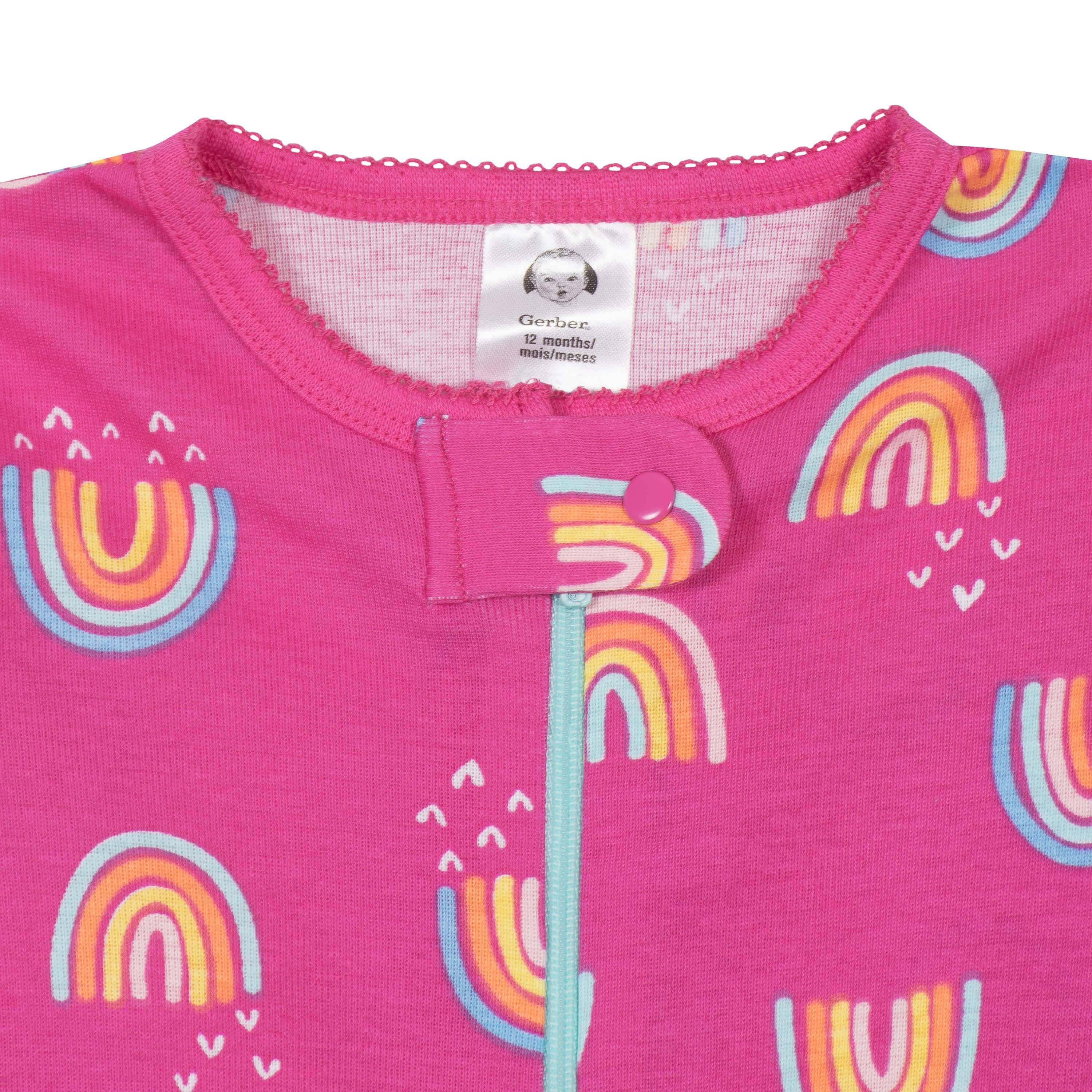 2-Pack Baby & Toddler Girls Rainbows Snug Fit Footed Cotton Pajamas - Image 6