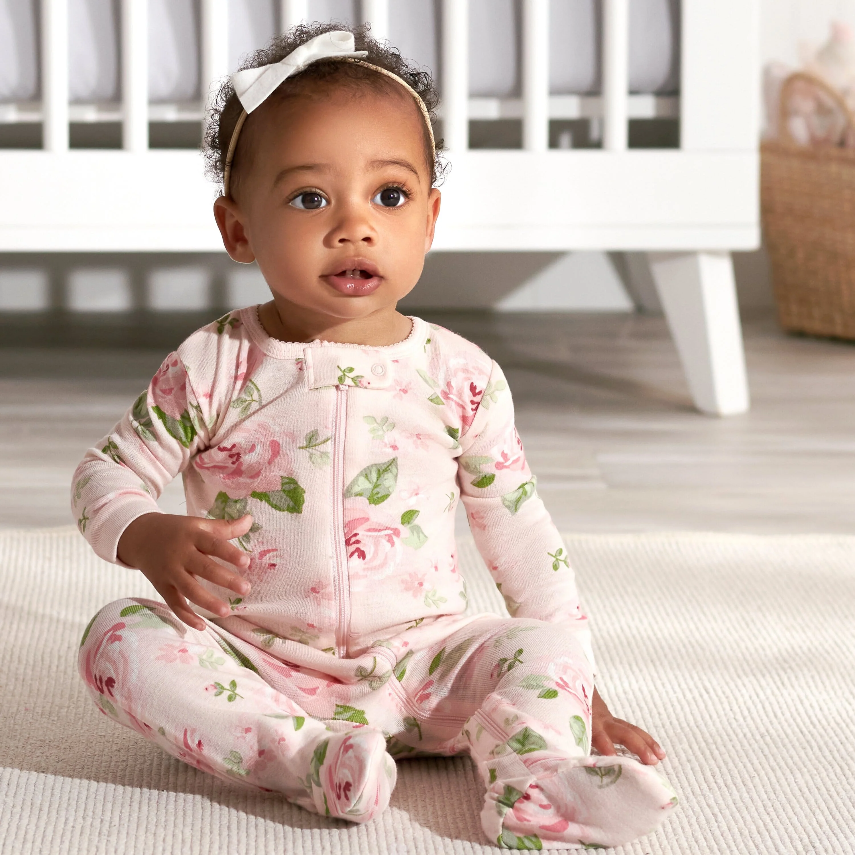 2-Pack Baby & Toddler Girls Rose Snug Fit Footed Cotton Pajamas - Image 2