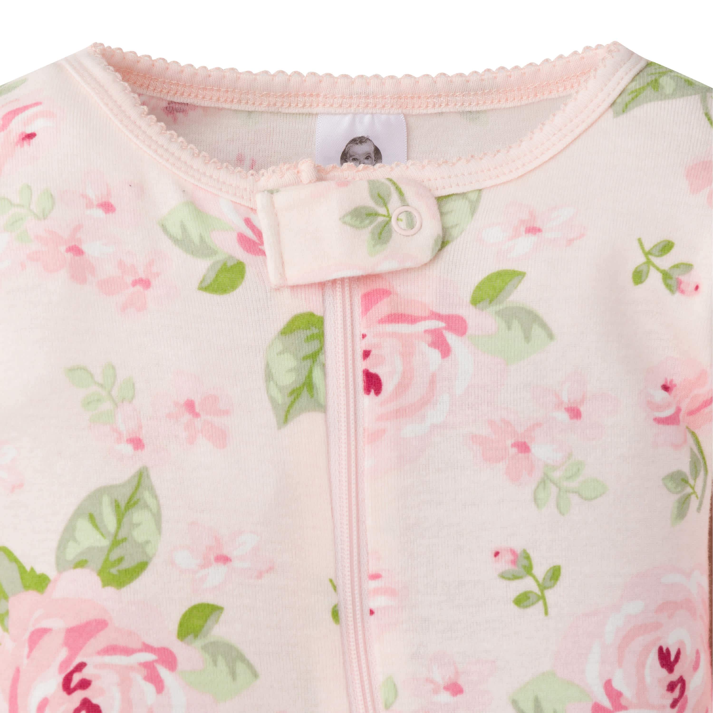 2-Pack Baby & Toddler Girls Rose Snug Fit Footed Cotton Pajamas - Image 4