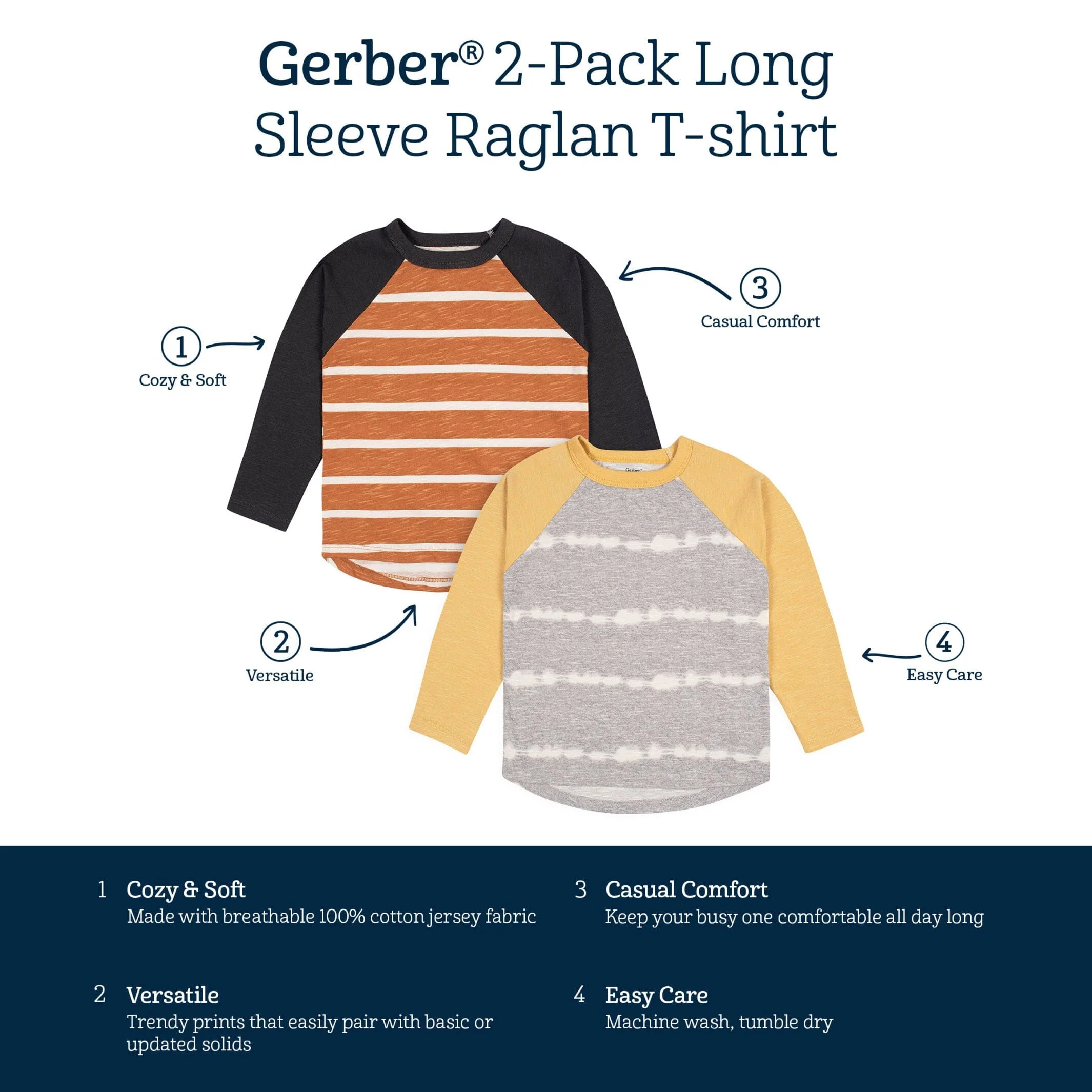 2-Pack Infant & Toddler Boys Rust & Gray Tie Dye Raglan Tees - Image 9