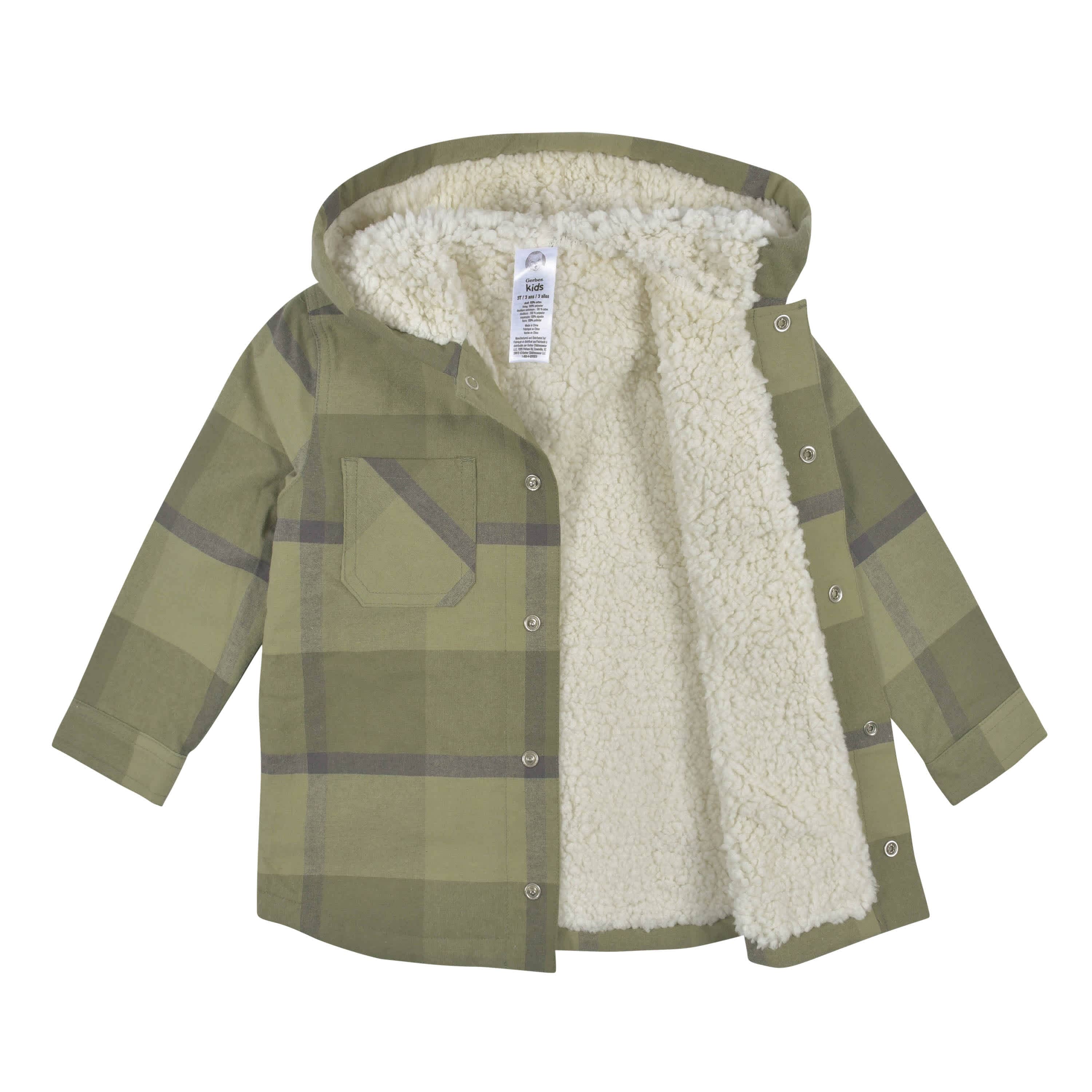 2-Piece Infant & Toddler Boys Sage Green Plaid Flannel Jacket & Jogger Set - Image 4