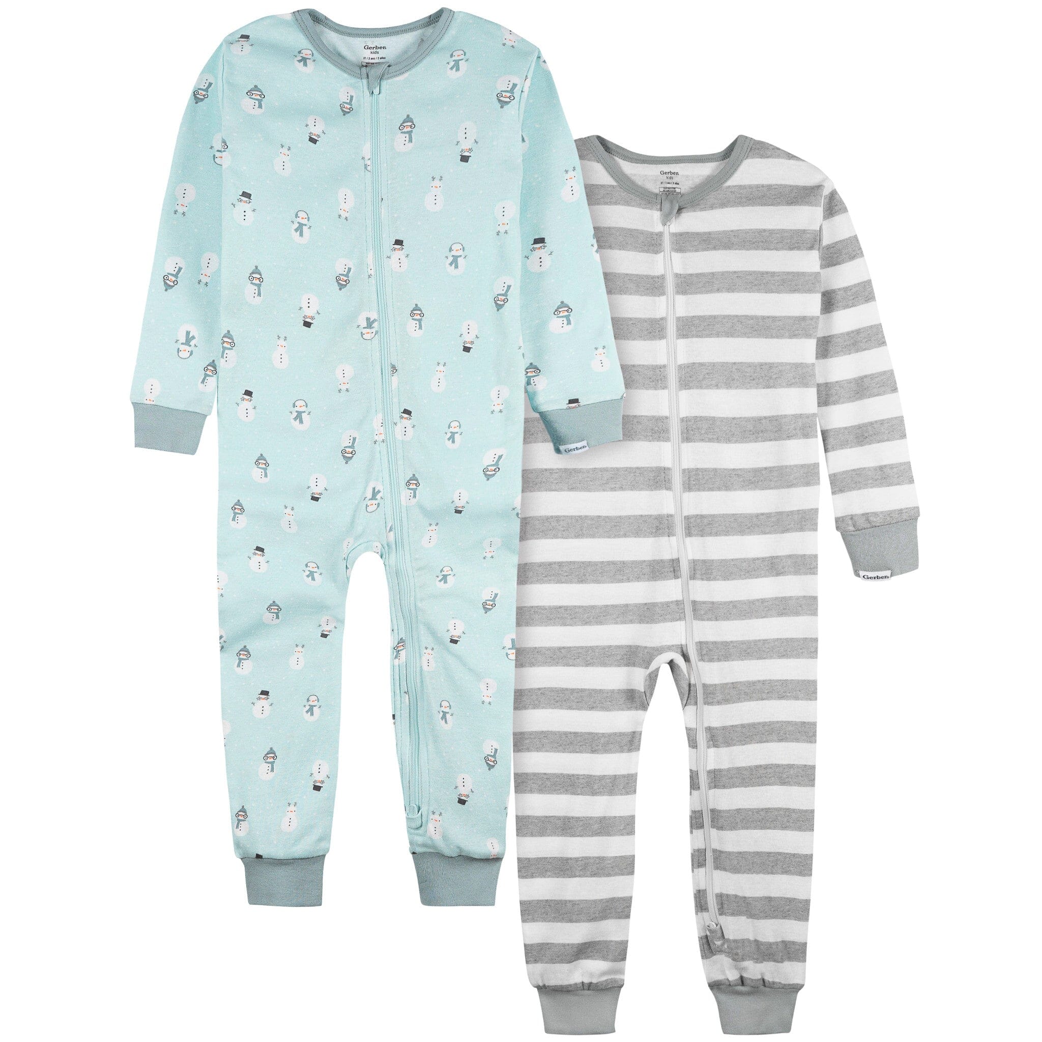 2-Pack Infant & Toddler Snowman Stripe Snug Fit Footless Pajamas