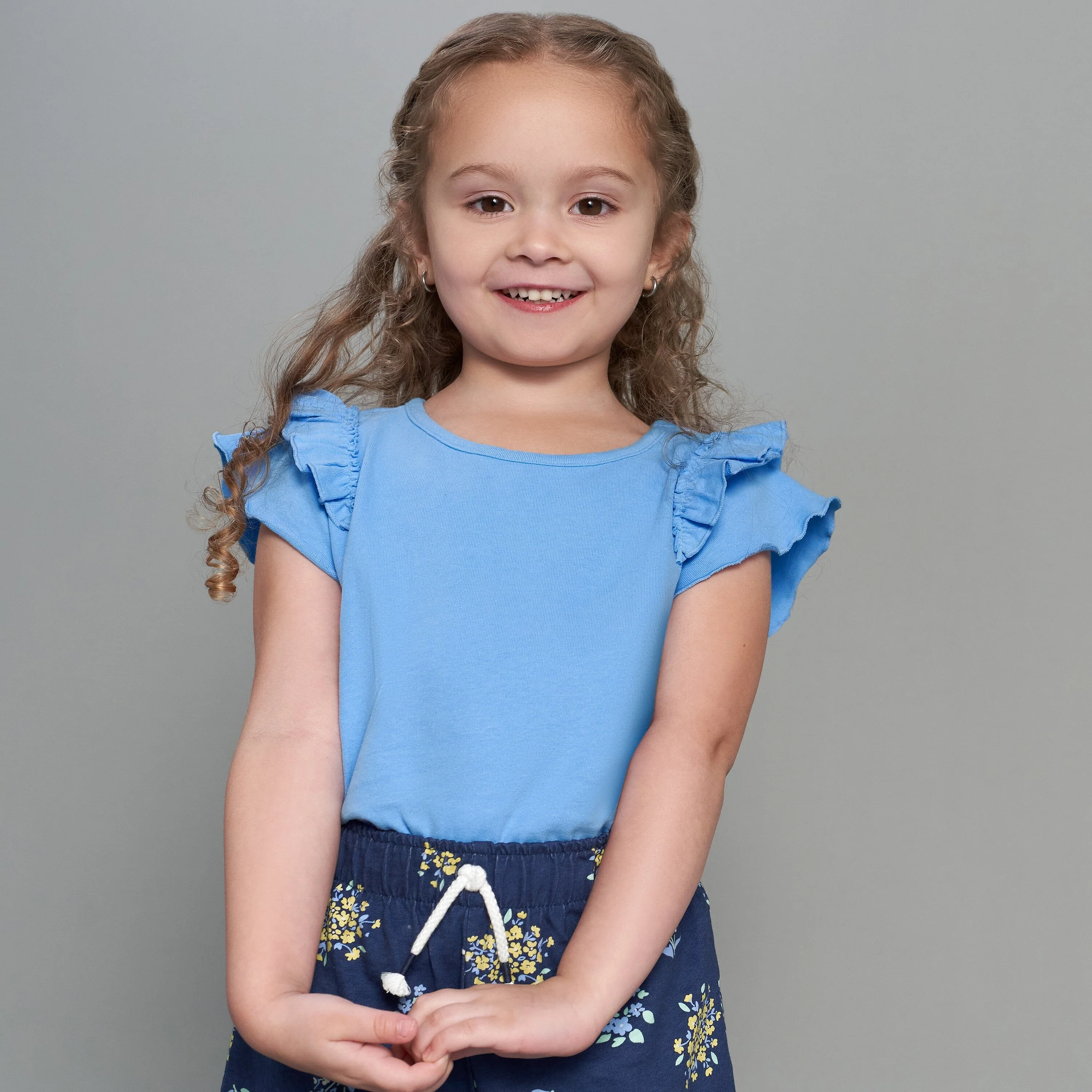 2-Pack Infant Girls Blue Double Ruffle Tops - Image 4