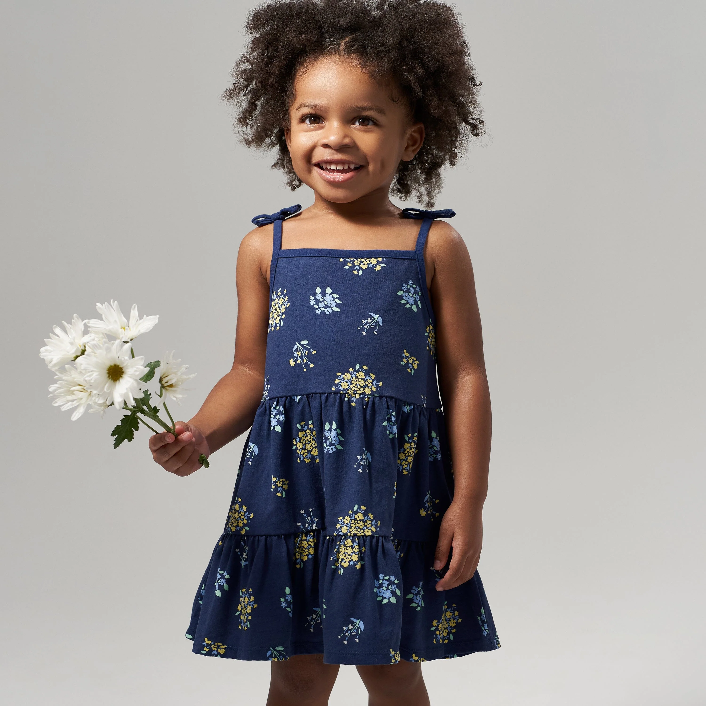 2-Pack Infant & Toddler Girls Blue Floral Knit Dresses - Image 2