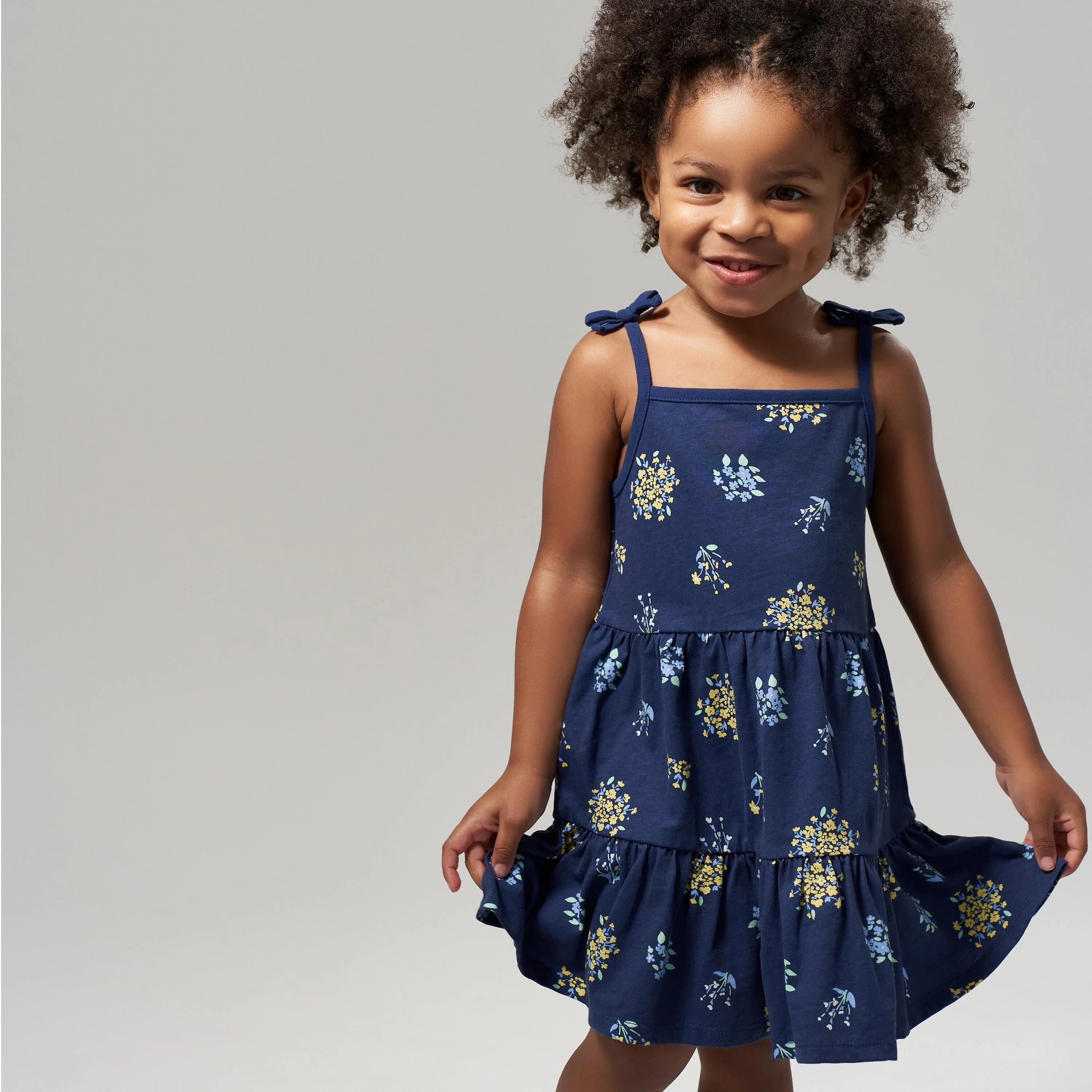 2-Pack Infant & Toddler Girls Blue Floral Knit Dresses - Image 3