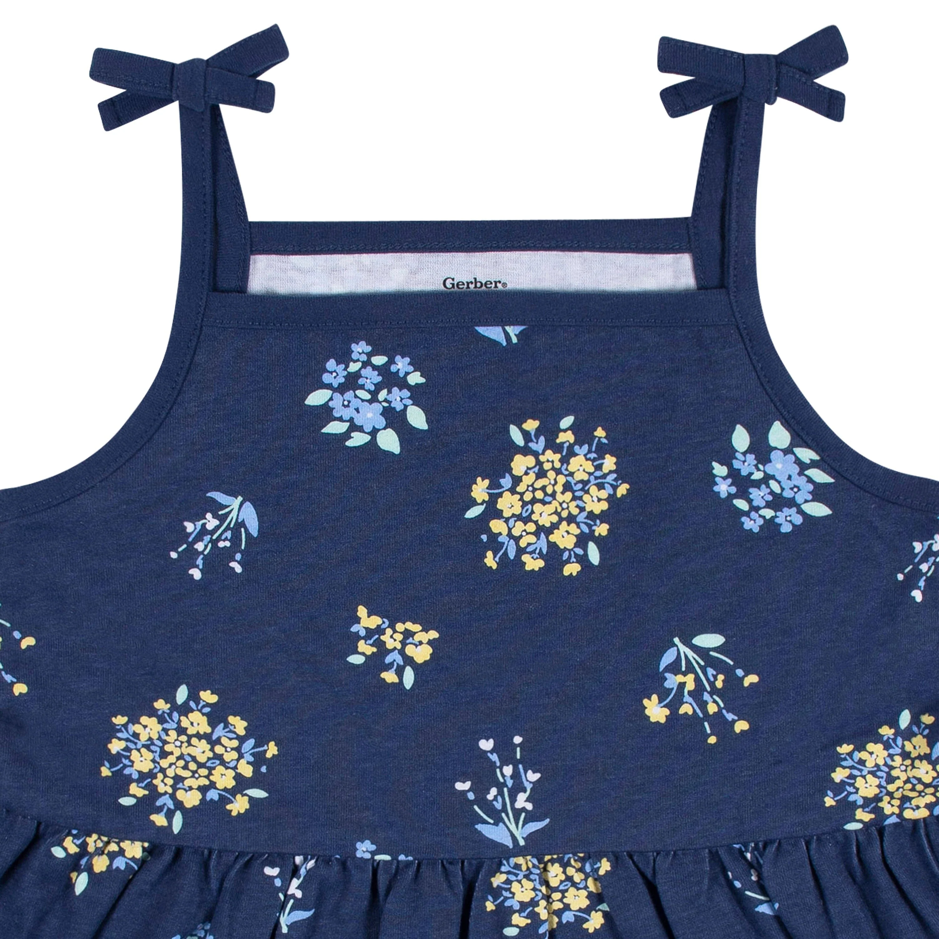 2-Pack Infant & Toddler Girls Blue Floral Knit Dresses - Image 4