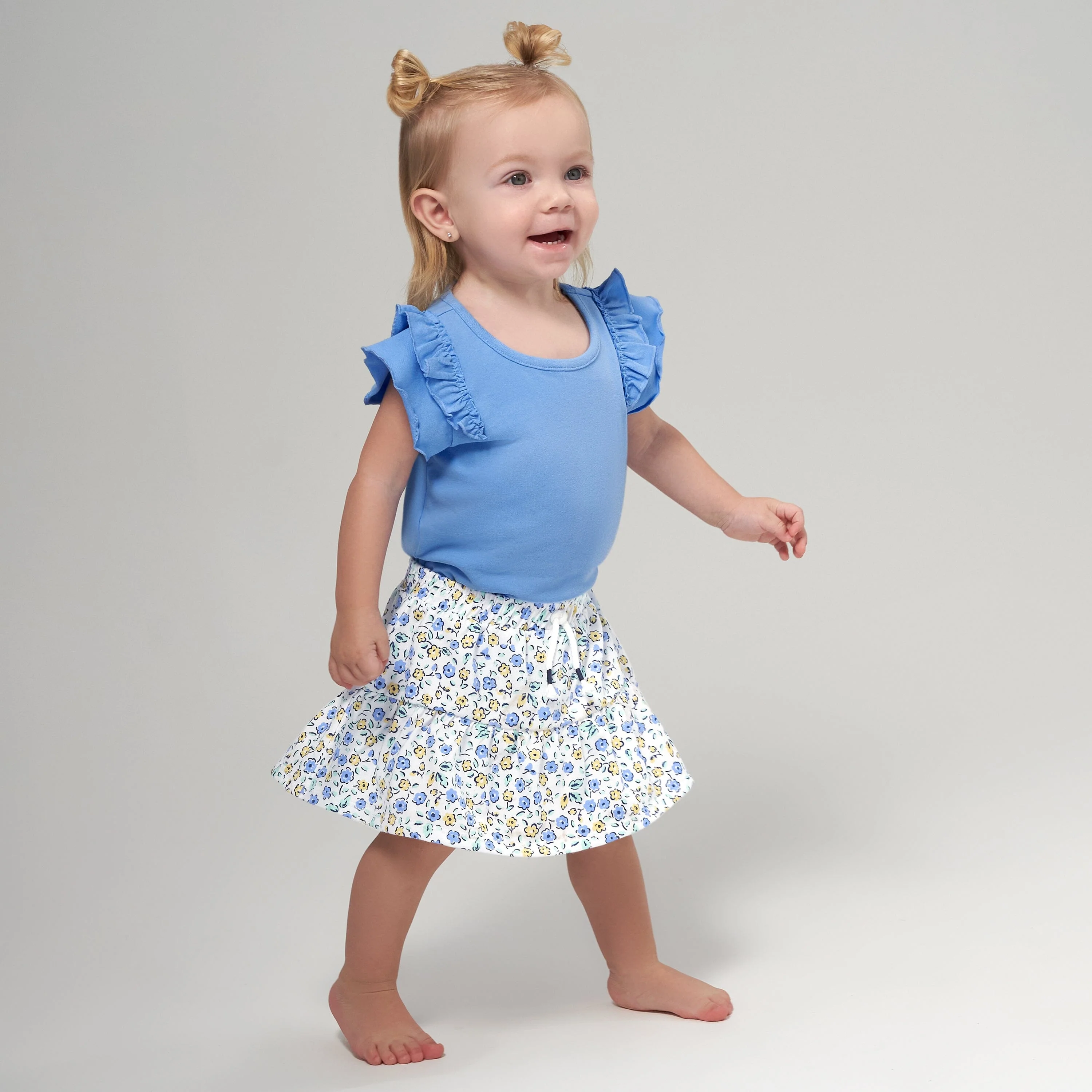 2-Pack Infant Girls Blue Floral Skorts - Image 2