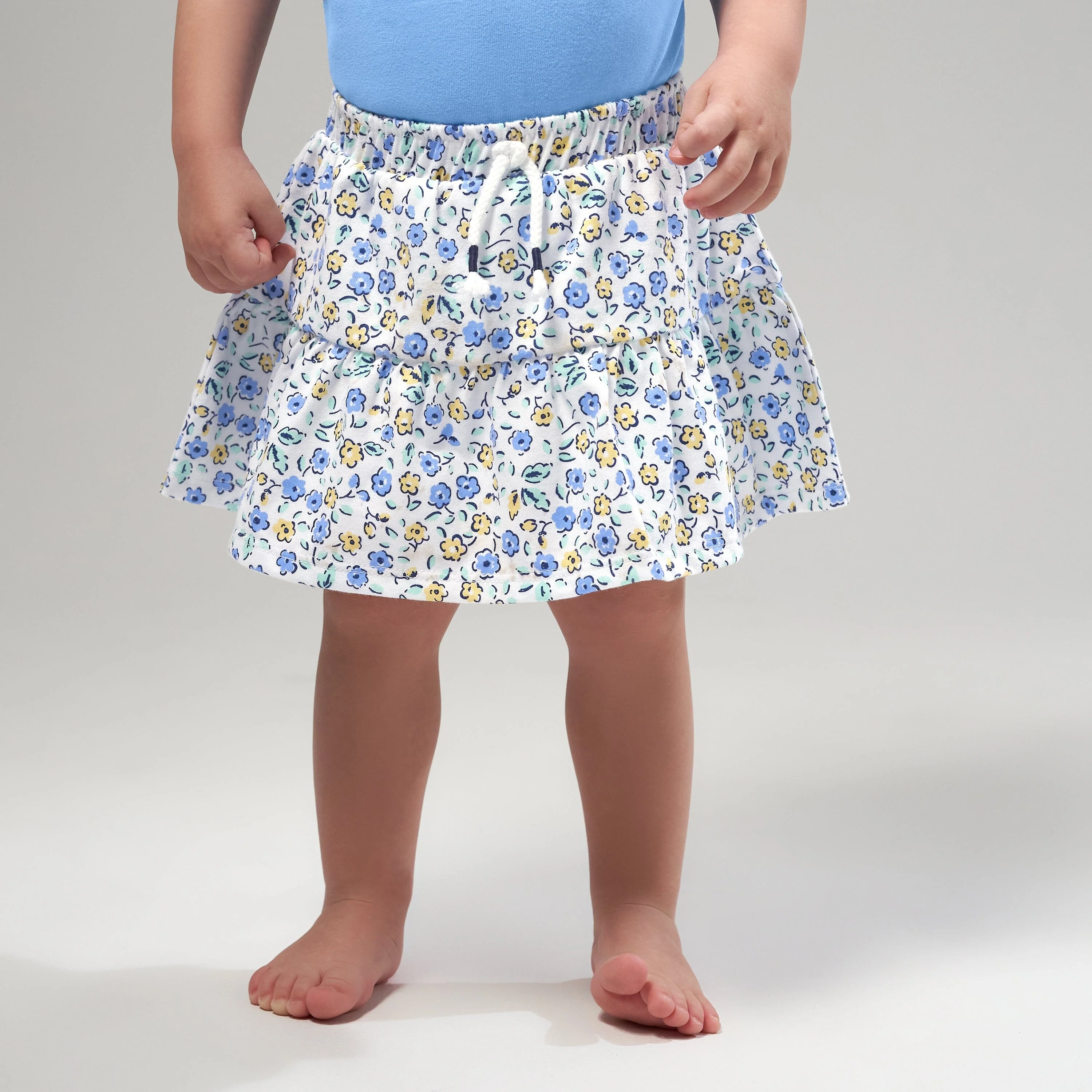 2-Pack Infant Girls Blue Floral Skorts - Image 3