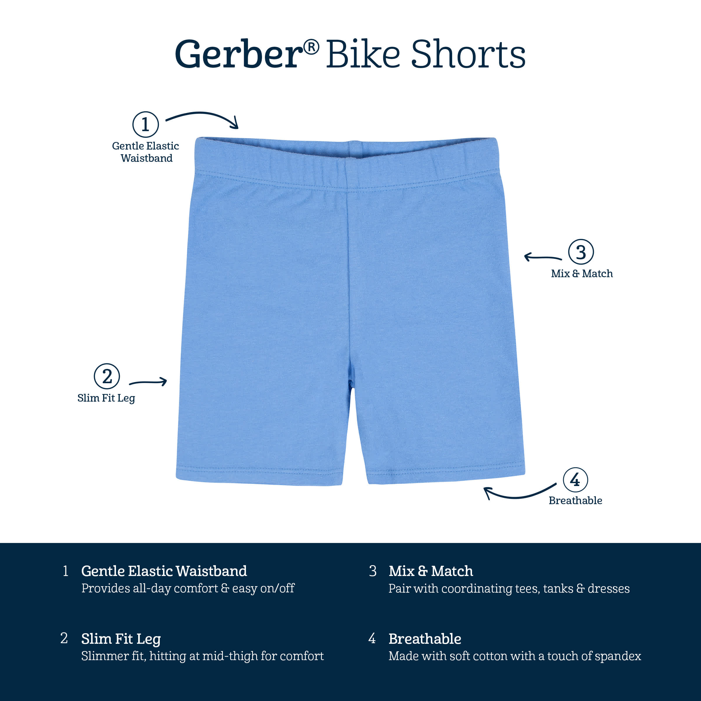 2-Pack Infant Girls Blue Pull-On Bike Shorts - Image 8