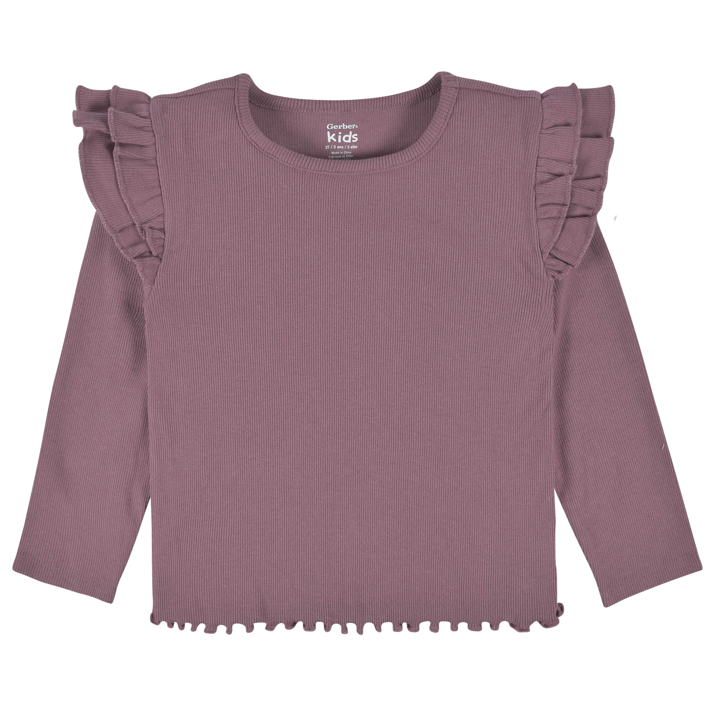 2-Pack Infant & Toddler Girls Burgundy Floral Double Ruffle Tops - Image 6