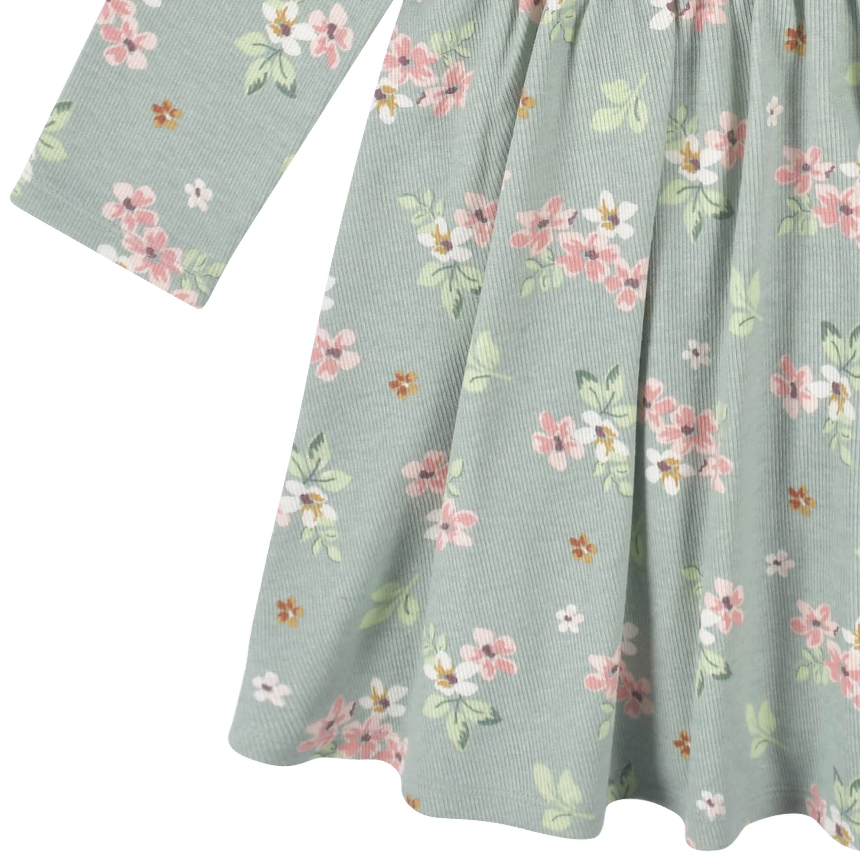 2-Pack Infant & Toddler Girls Mint Floral Long Sleeve Dresses - Image 2