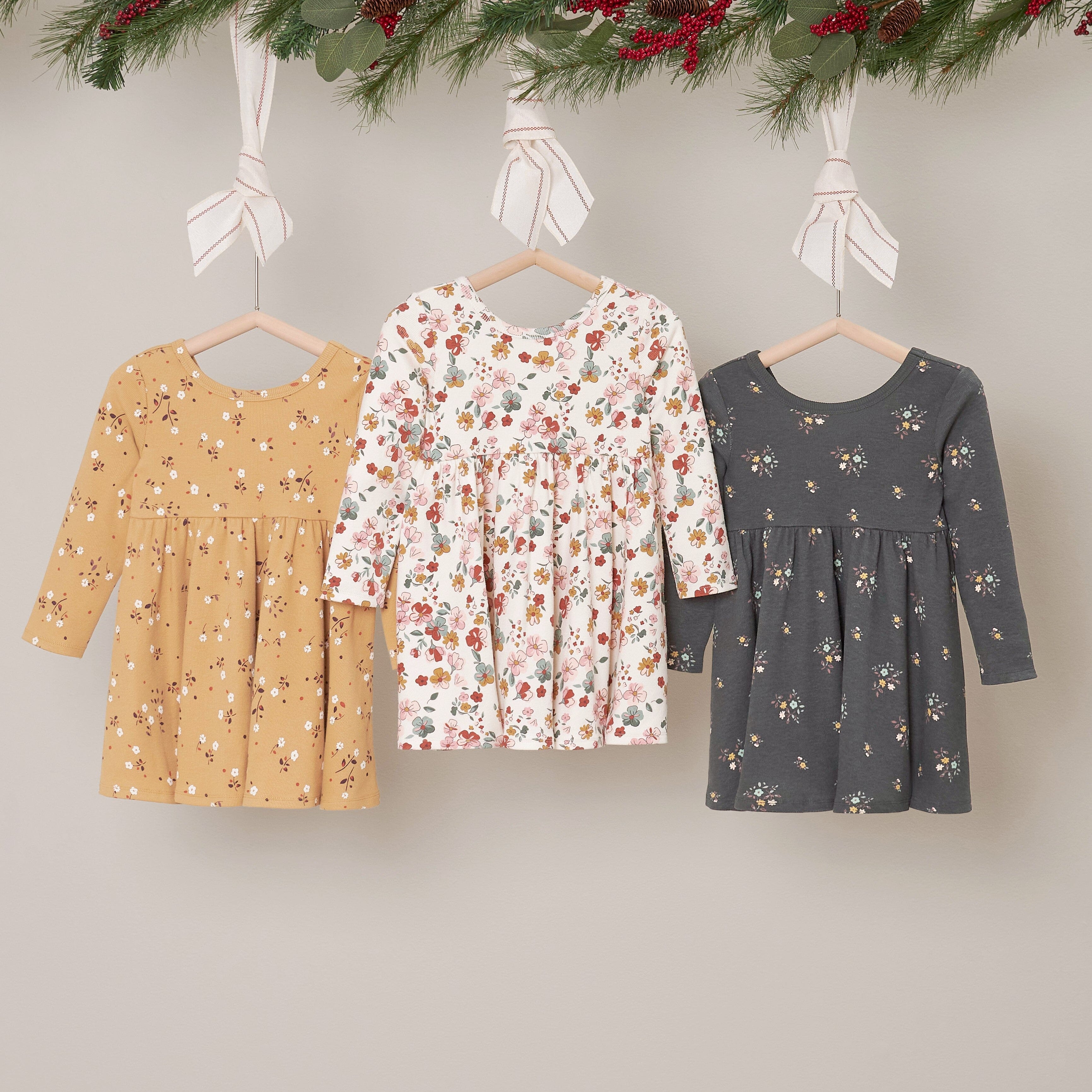 2-Pack Infant & Toddler Girls Mint Floral Long Sleeve Dresses - Image 6