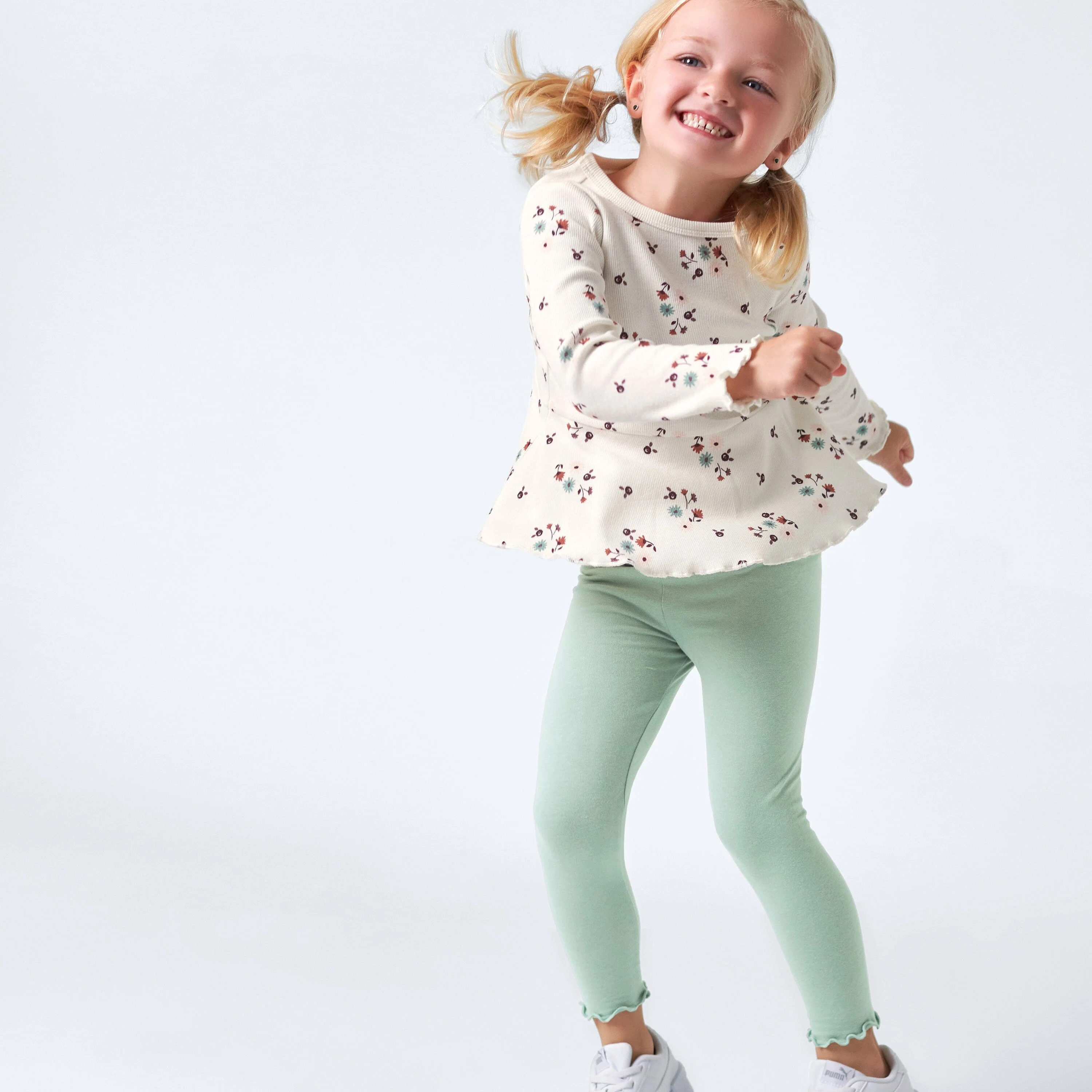 2-Pack Infant & Toddler Girls Mint Floral Peplum Tops - Image 3