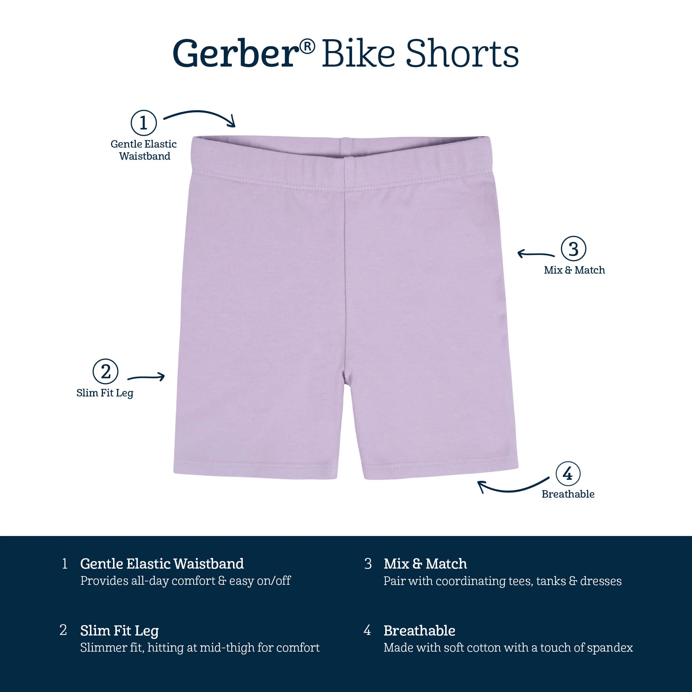 2-Pack Infant Girls Pink & Purple Pull-On Bike Shorts - Image 7