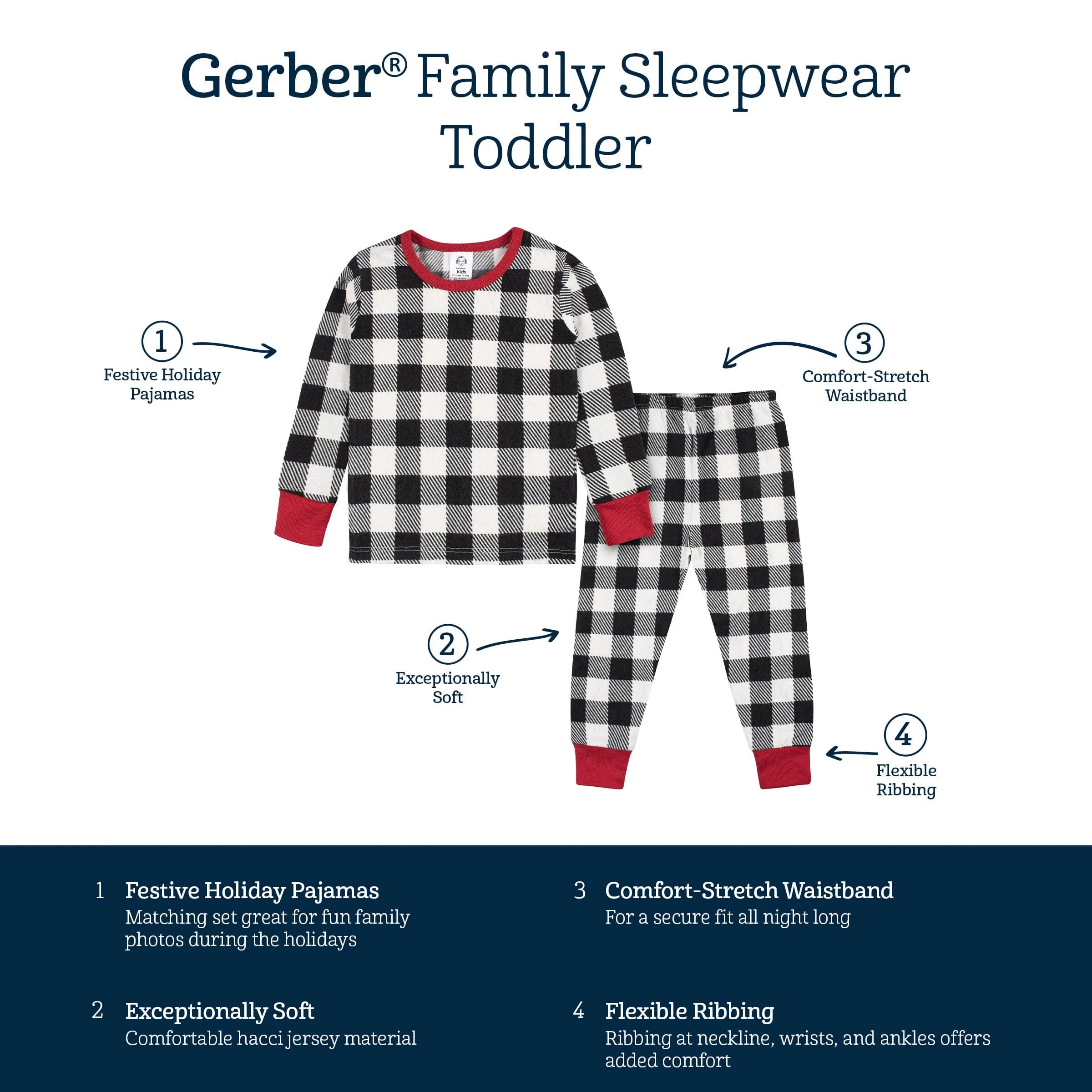 2-Piece Infant and Toddler Neutral Buffalo Plaid Hacci Snug Fit Pajama Set - Image 10