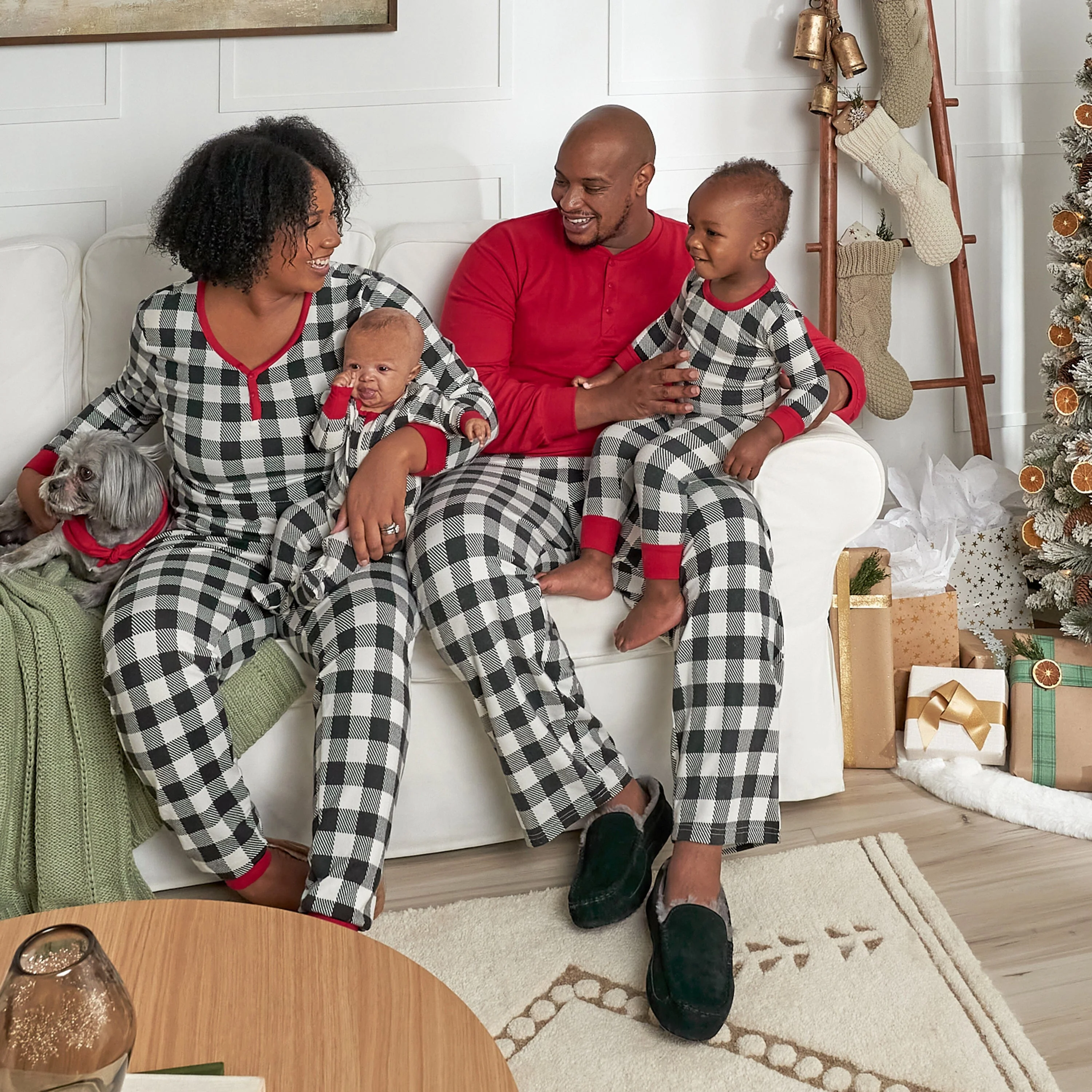 2-Piece Infant and Toddler Neutral Buffalo Plaid Hacci Snug Fit Pajama Set - Image 5
