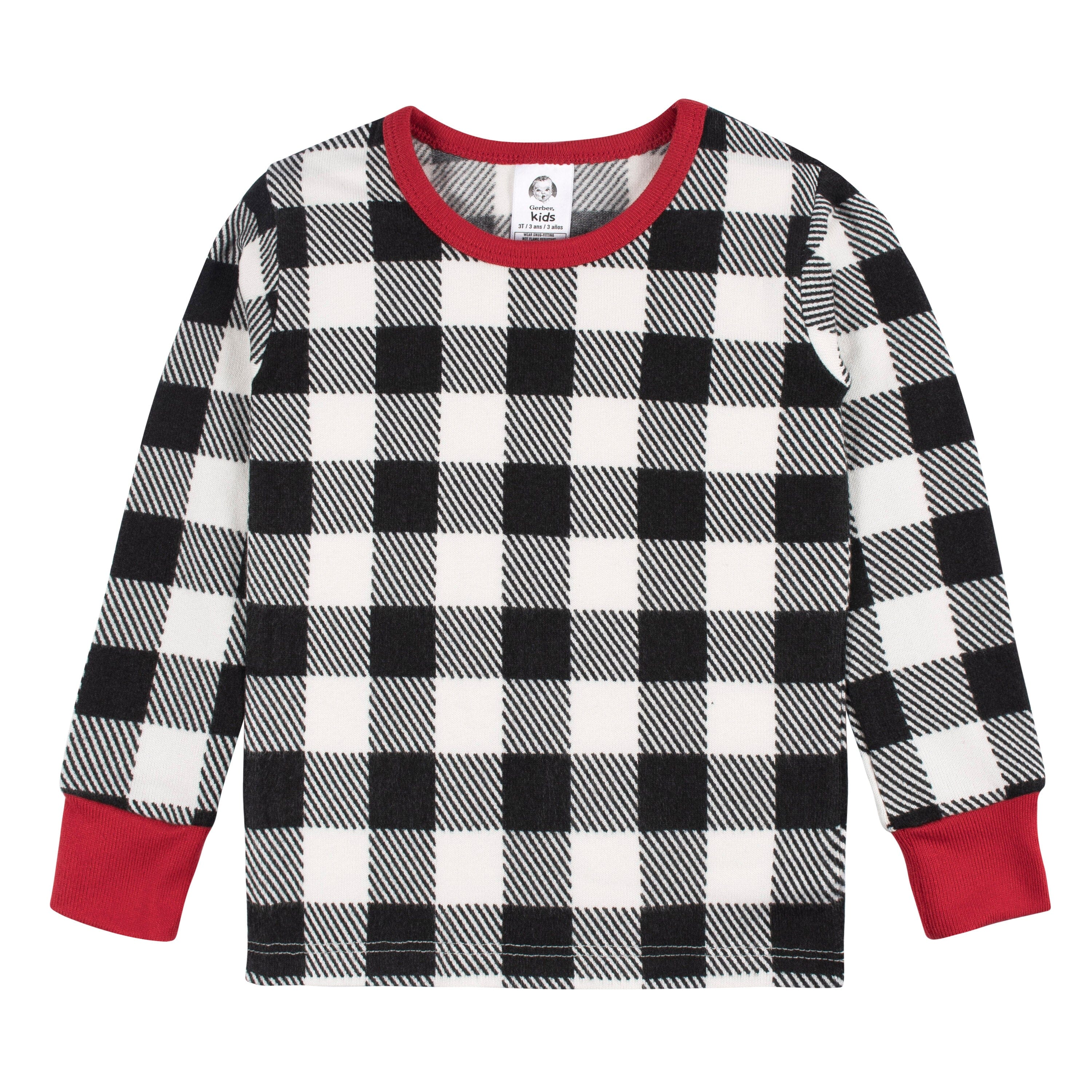 2-Piece Infant and Toddler Neutral Buffalo Plaid Hacci Snug Fit Pajama Set - Image 6