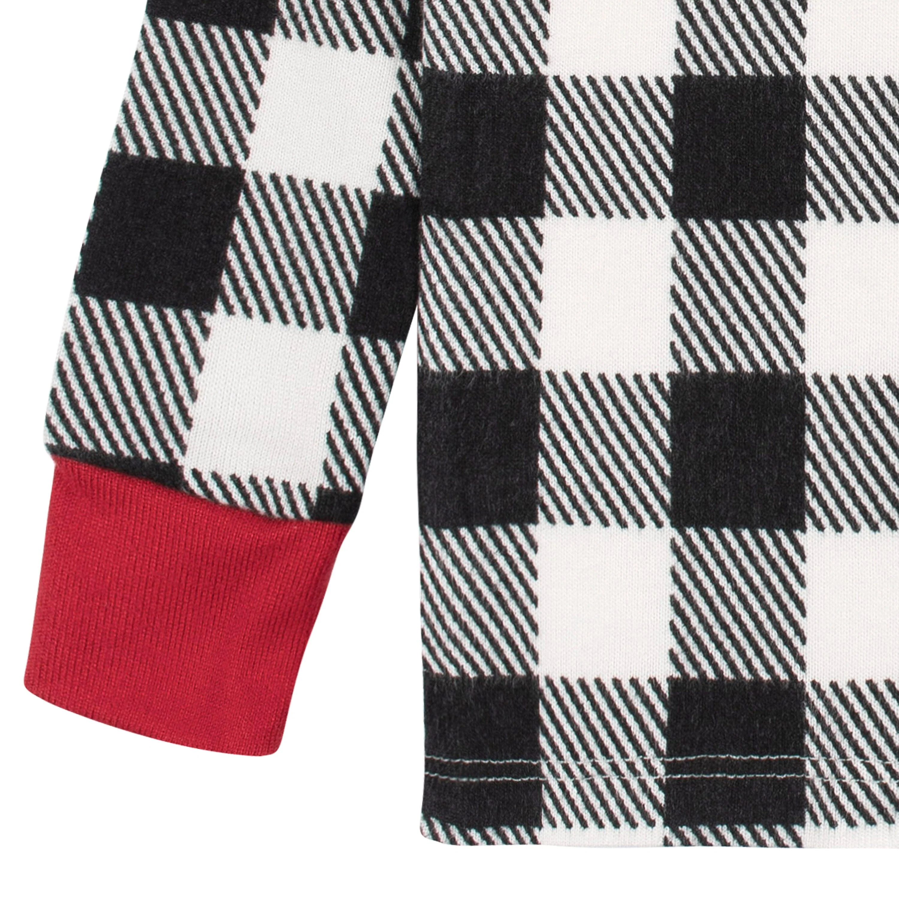 2-Piece Infant and Toddler Neutral Buffalo Plaid Hacci Snug Fit Pajama Set - Image 7