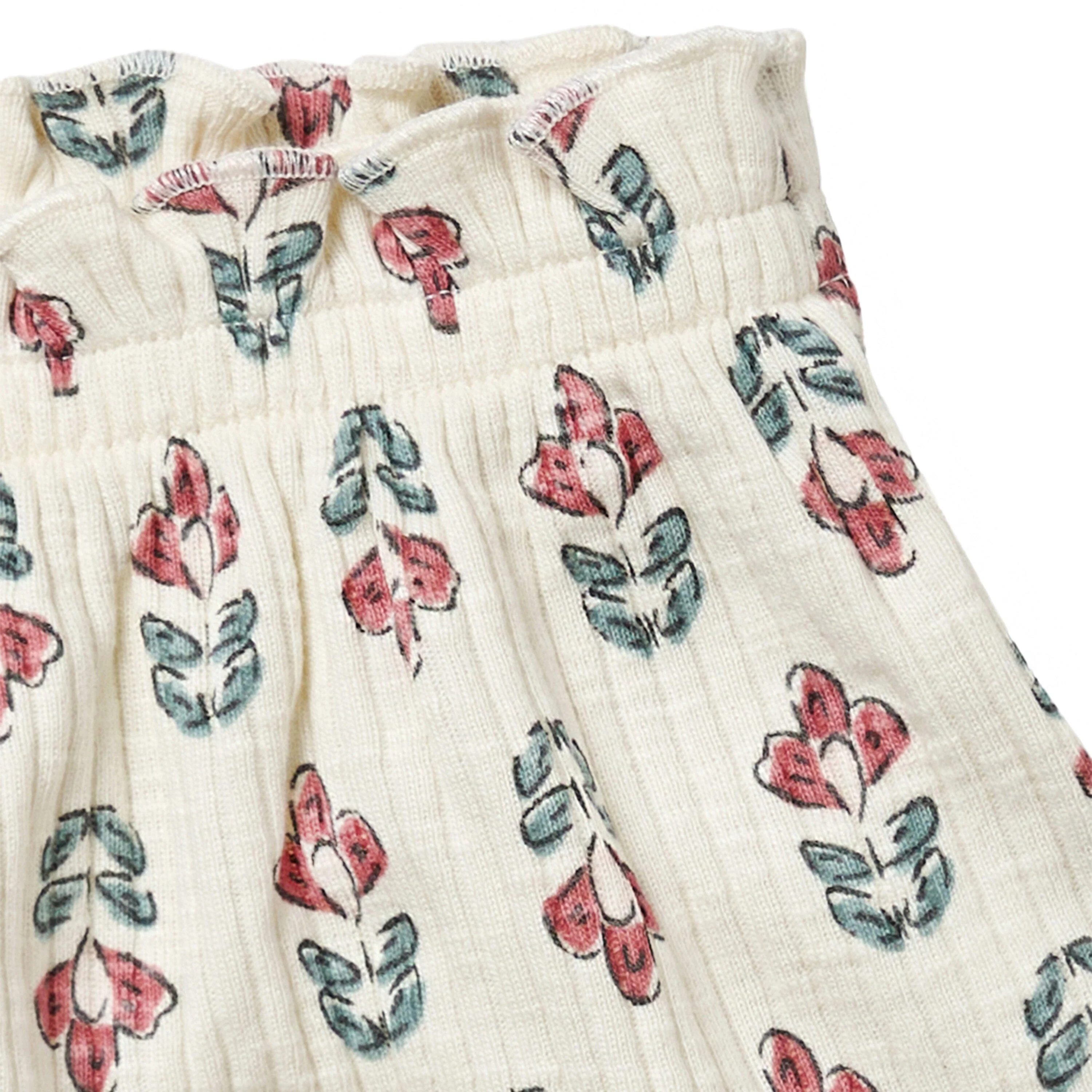 2-Piece Infant & Toddler Girls Ivory Flower Ruffled Sleeveless Top & Wide Leg Shorts Set - Image 10