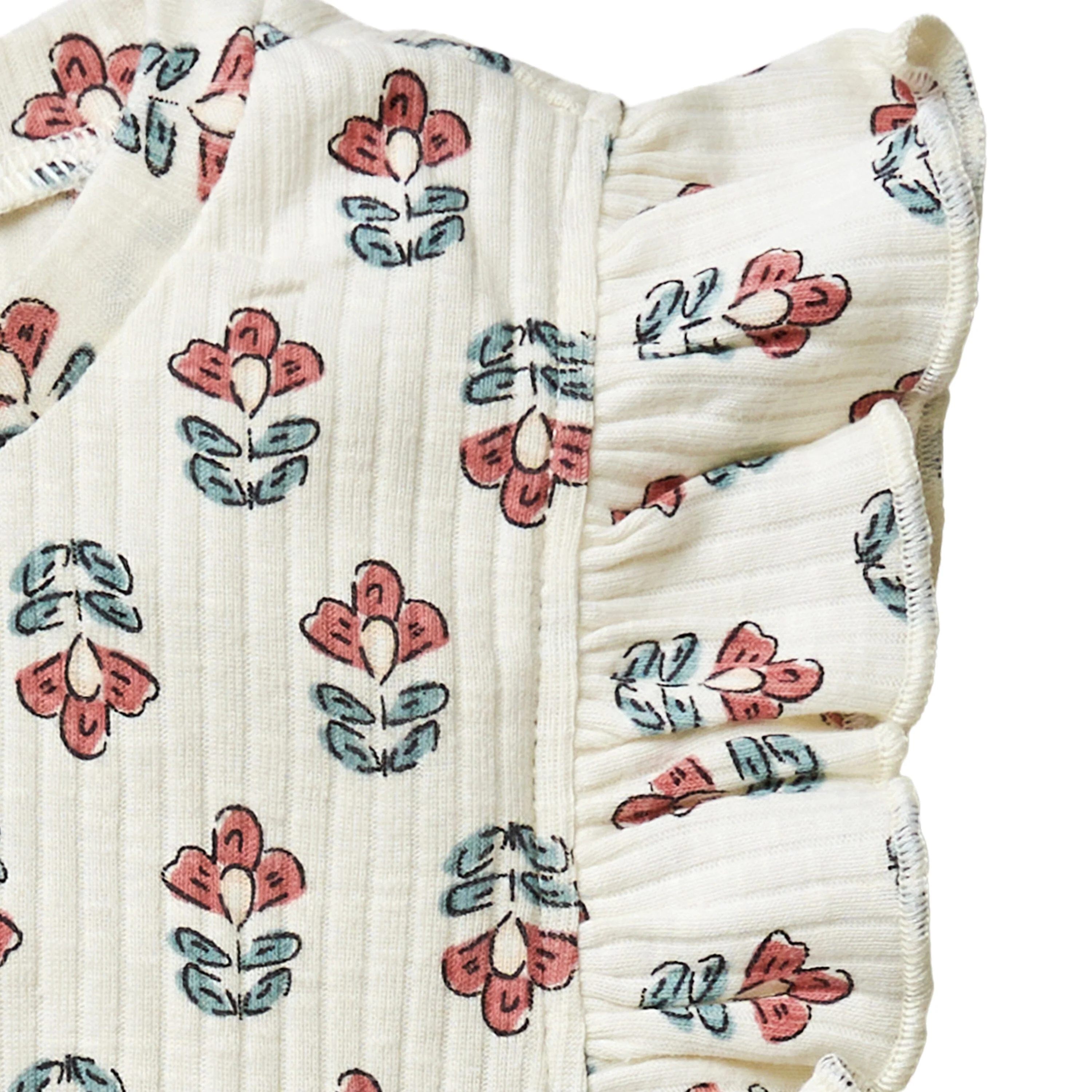 2-Piece Infant & Toddler Girls Ivory Flower Ruffled Sleeveless Top & Wide Leg Shorts Set - Image 6