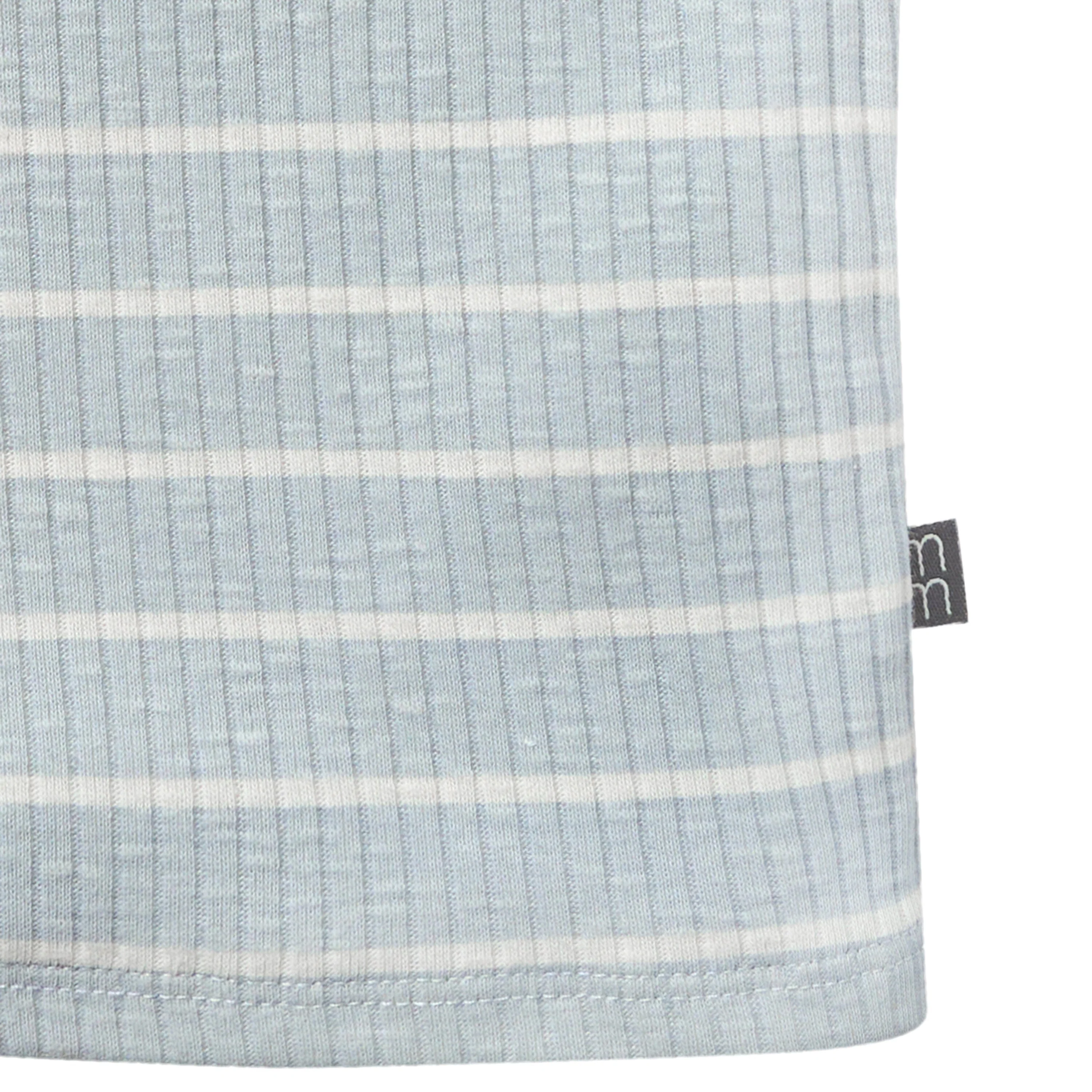 2-Piece Infant & Toddler Girls Light Blue Stripe Ruffled Sleeveless Top & Wide Leg Shorts Set - Image 4