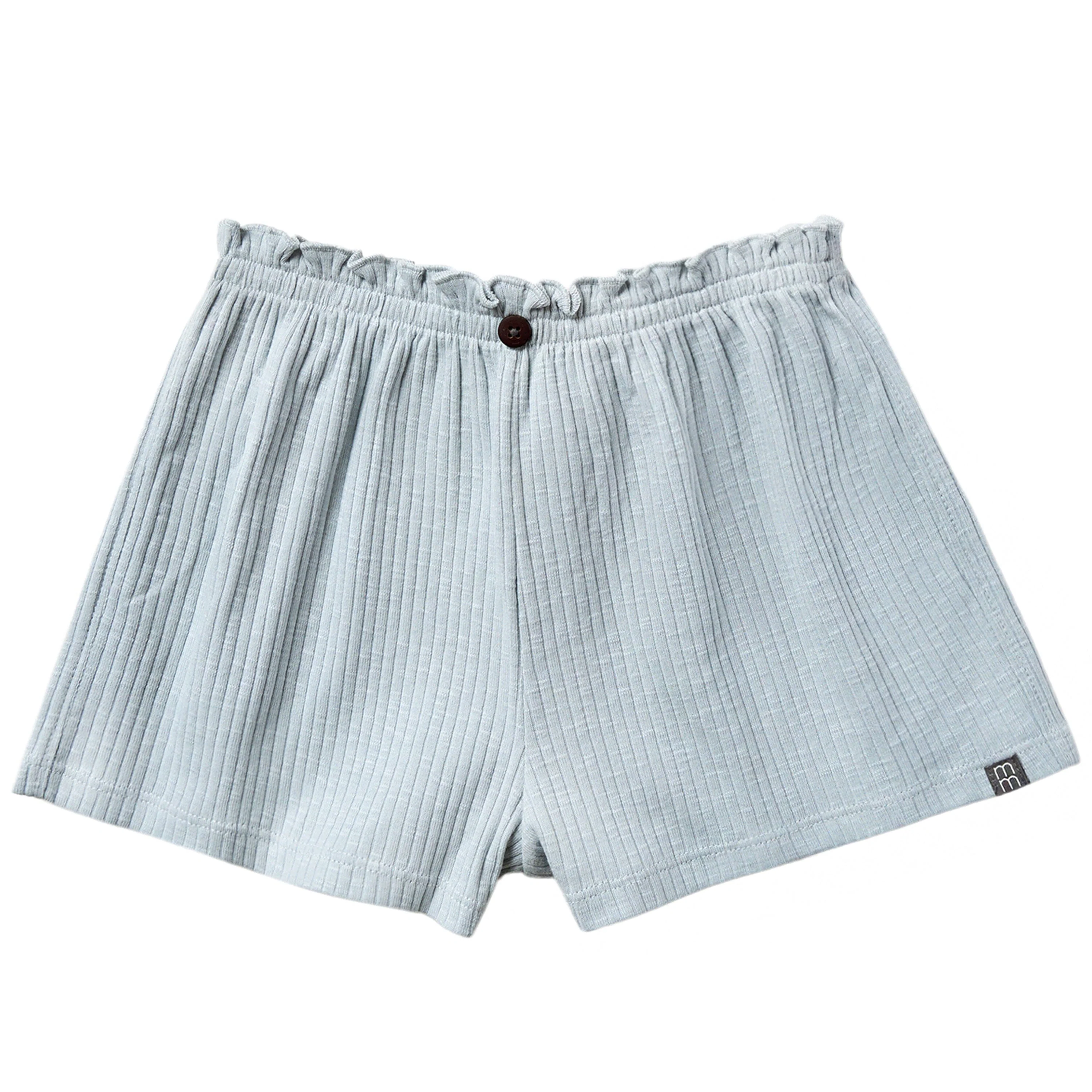 2-Piece Infant & Toddler Girls Light Blue Stripe Ruffled Sleeveless Top & Wide Leg Shorts Set - Image 6