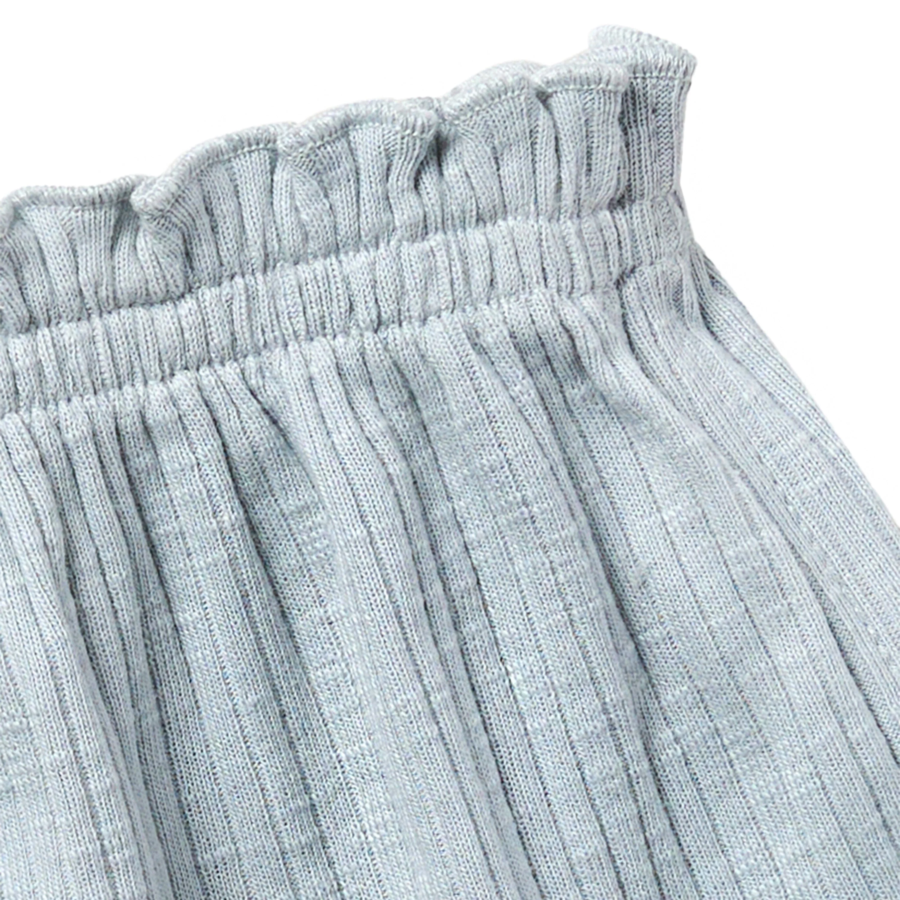 2-Piece Infant & Toddler Girls Light Blue Stripe Ruffled Sleeveless Top & Wide Leg Shorts Set - Image 8