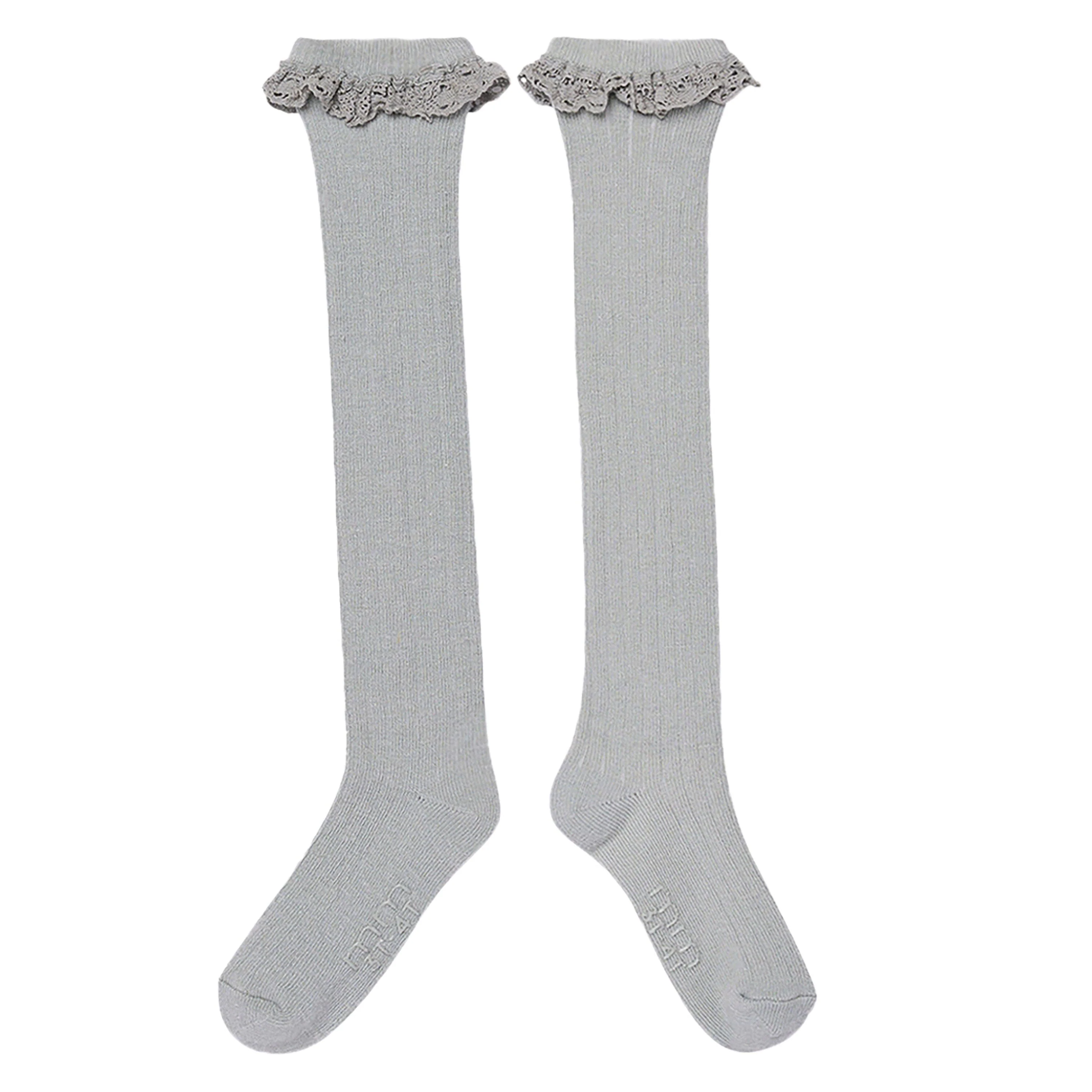 2-Pack Toddler Girls Neutral Lace Knee Socks - Image 5