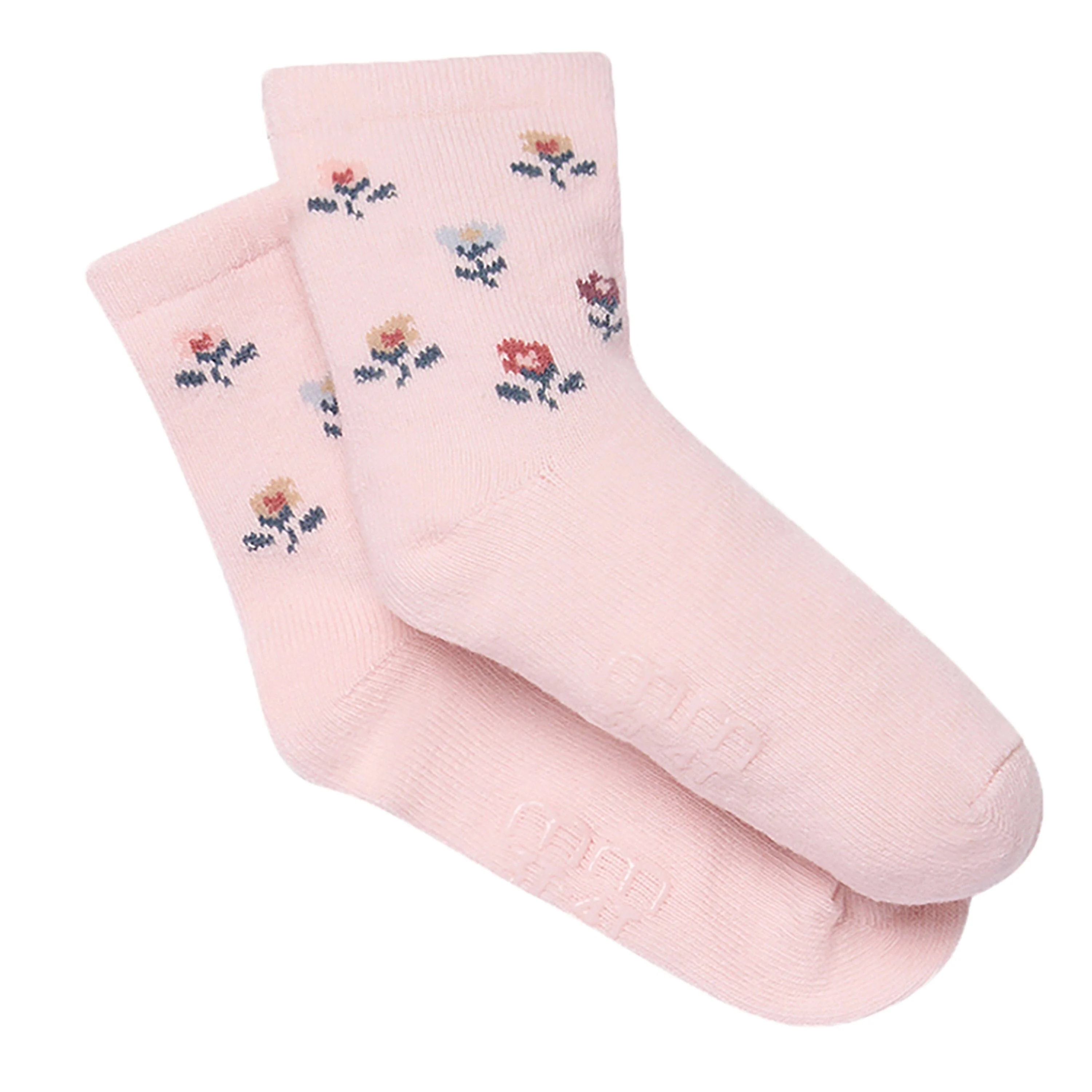 2-Pack Toddler Girls Pink Floral Knit Socks - Image 2