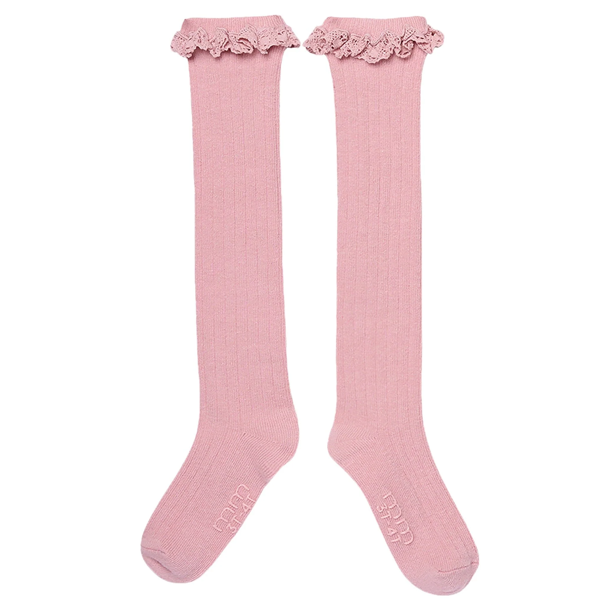 2-Pack Toddler Girls Pink Lace Knee Socks - Image 2