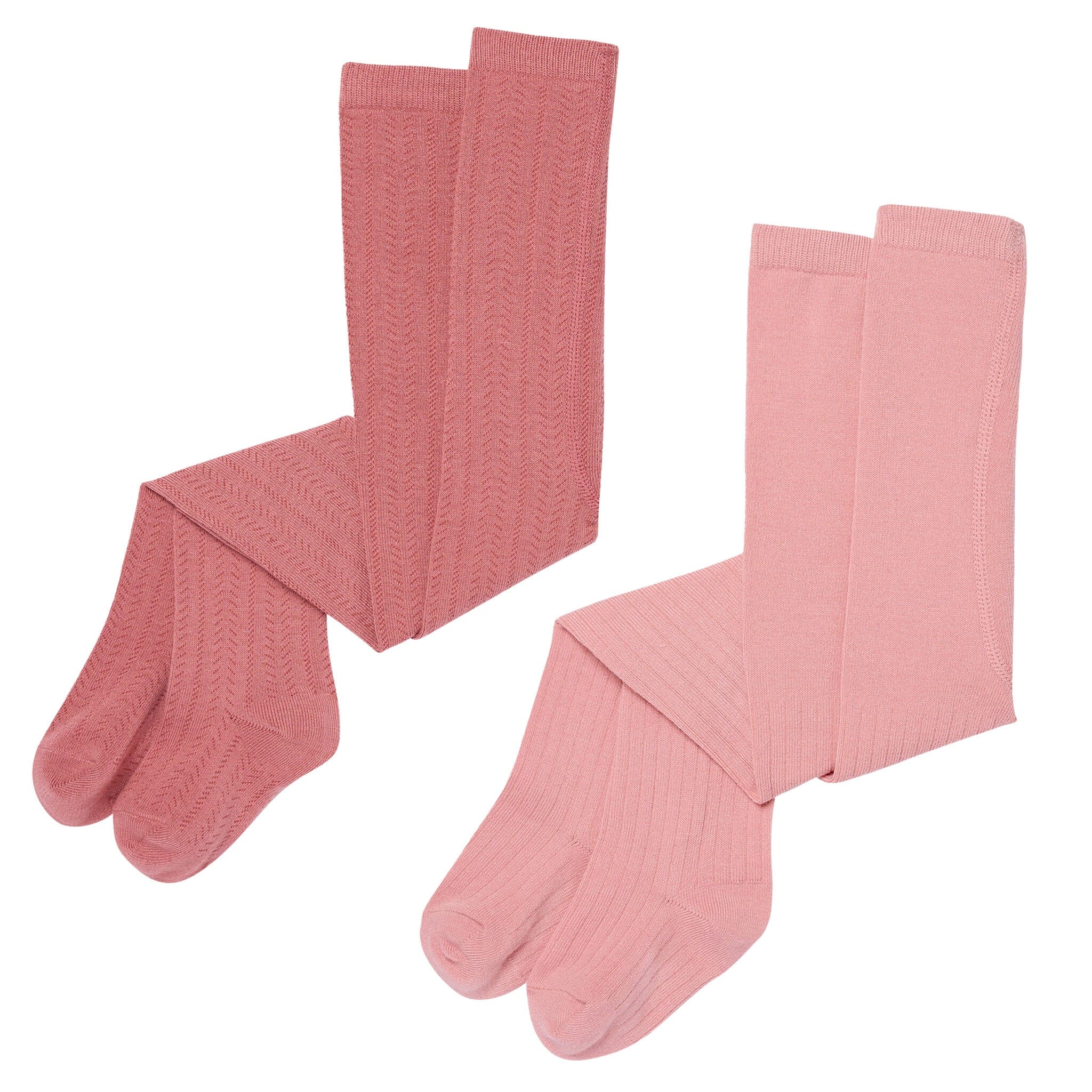 2-Pack Toddler Girls Pink Pointelle Ribbed Tights