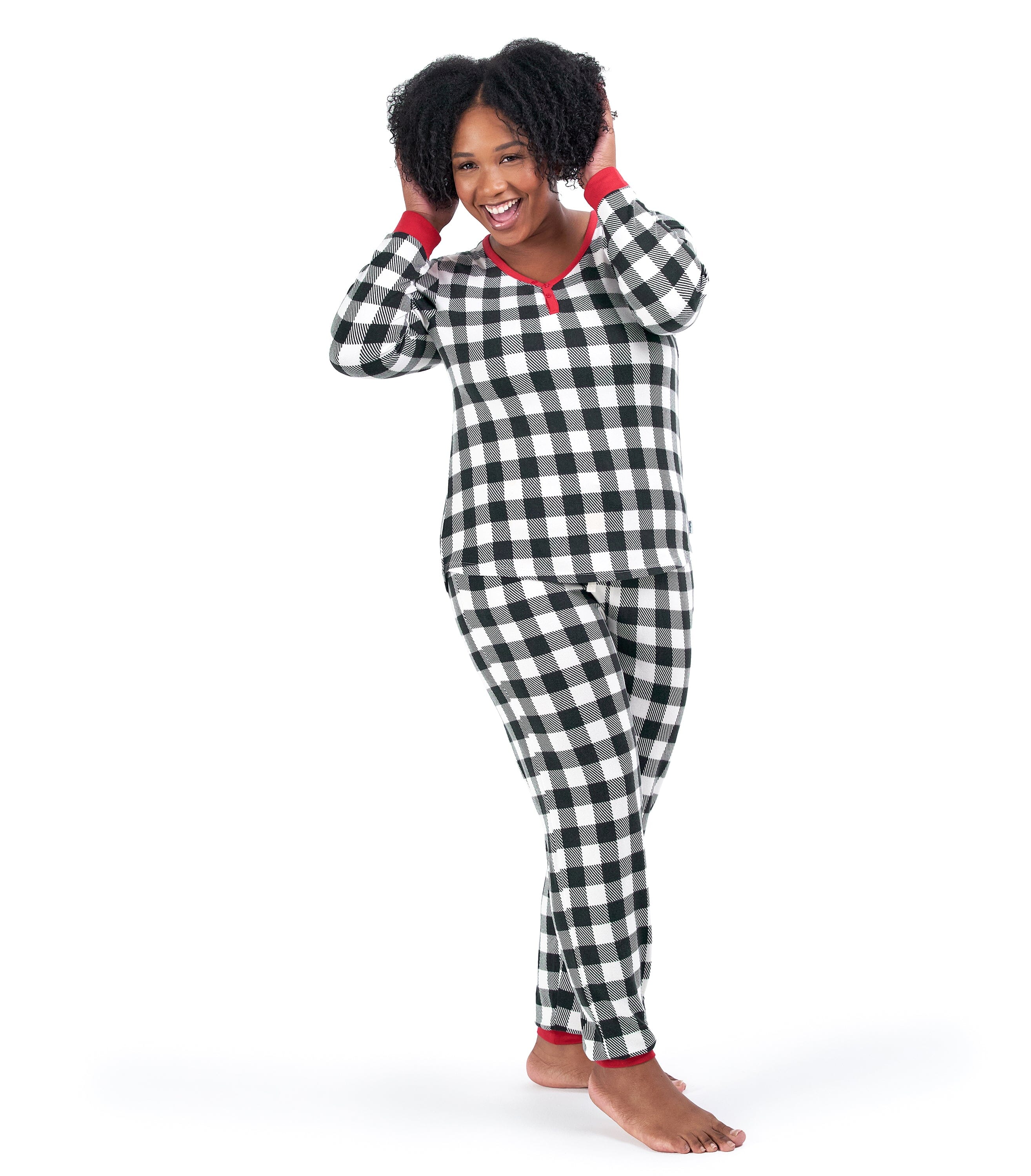 Women’s 2-Piece Hacci Buffalo Plaid Pajama Set - Image 3