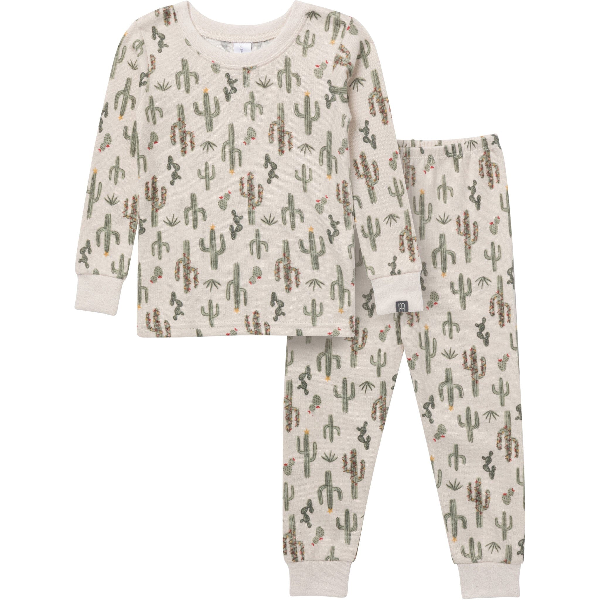 2-Piece Neutral Christmas Cactus Snug Fit Pajama Set