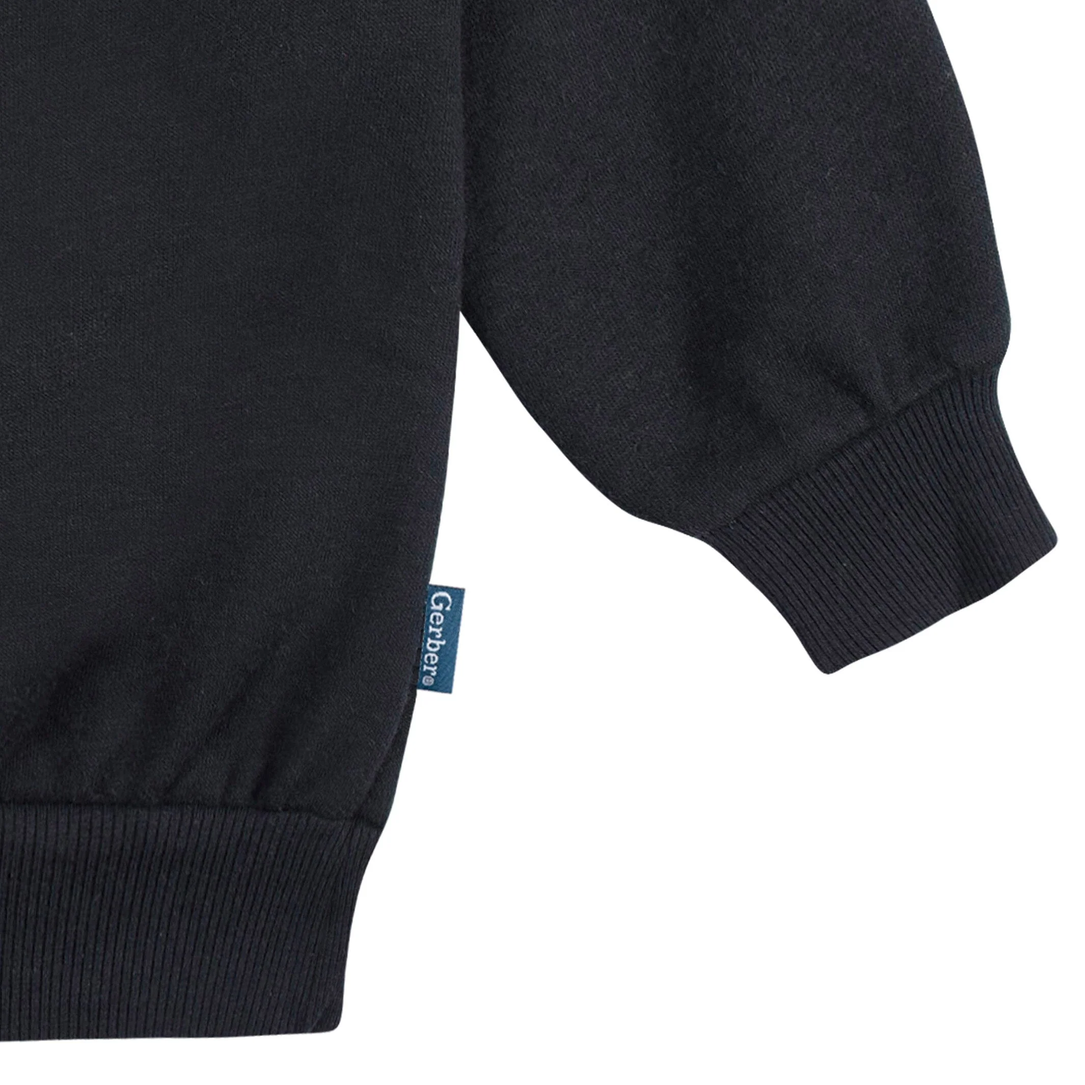 Embroidered 2-Piece Infant & Toddler Neutral Black Sweatshirt & Pant Set - Image 4