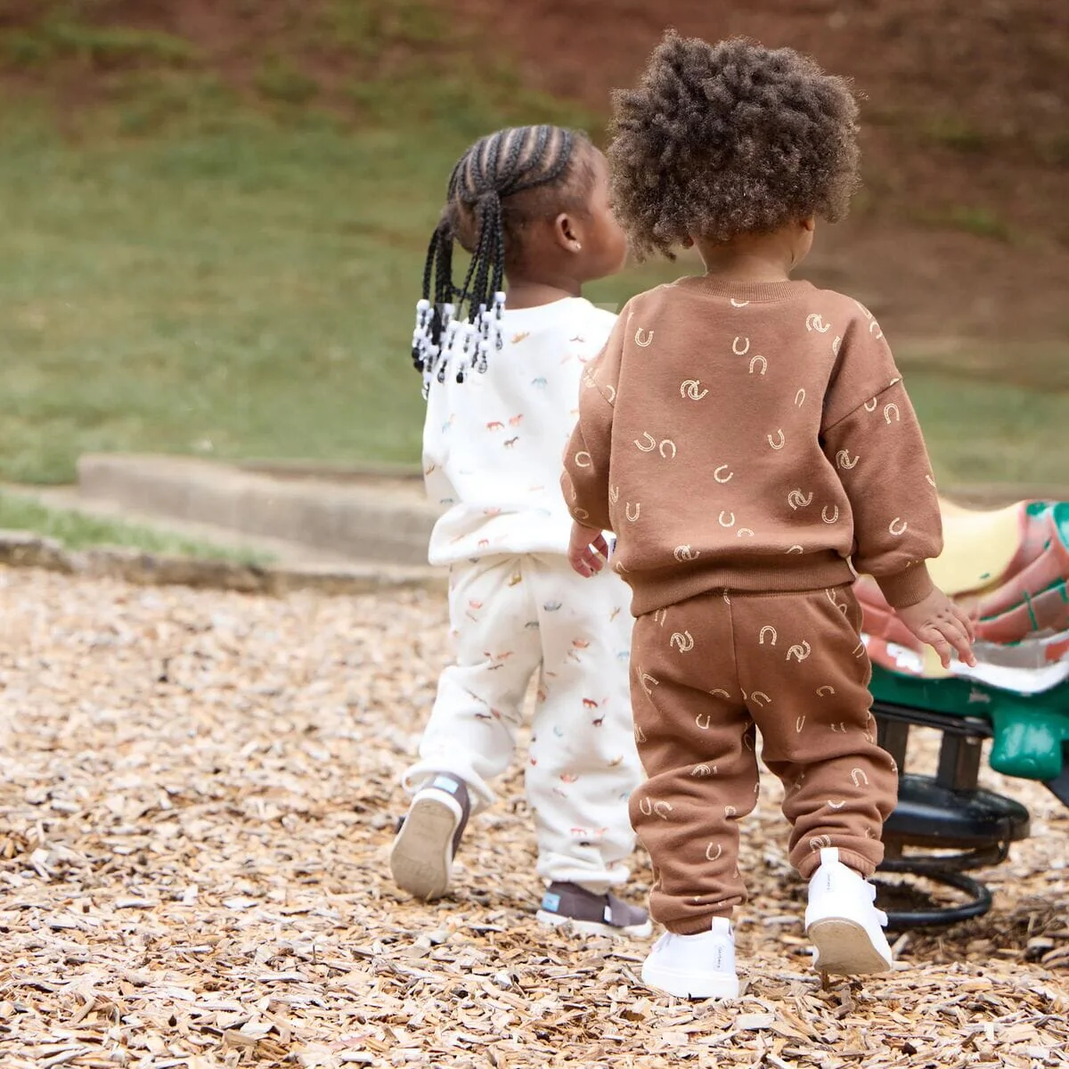 2-Piece Baby & Toddler Boys Brown Horseshoe Sweatshirt & Pant Set - Image 3