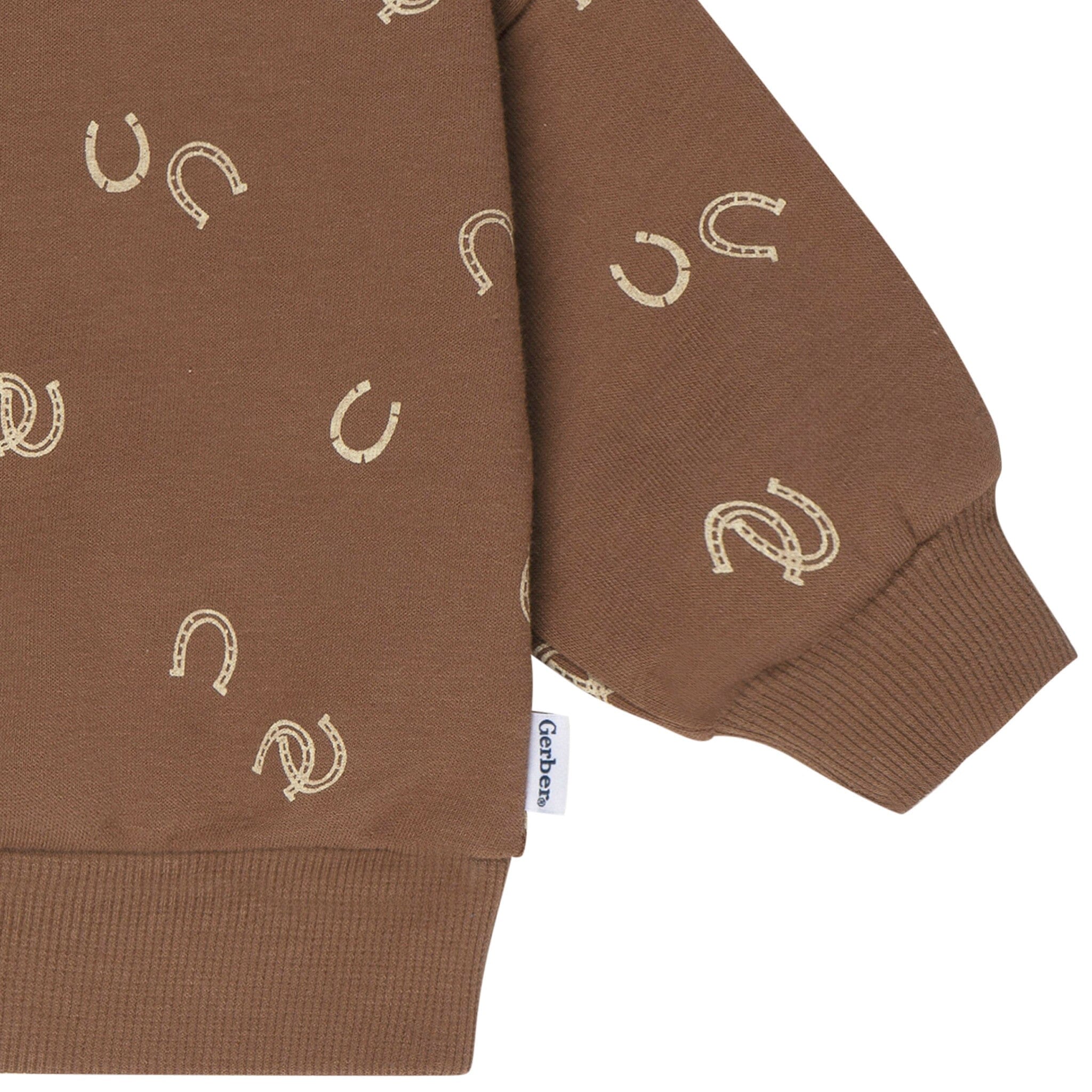 2-Piece Baby & Toddler Boys Brown Horseshoe Sweatshirt & Pant Set - Image 6